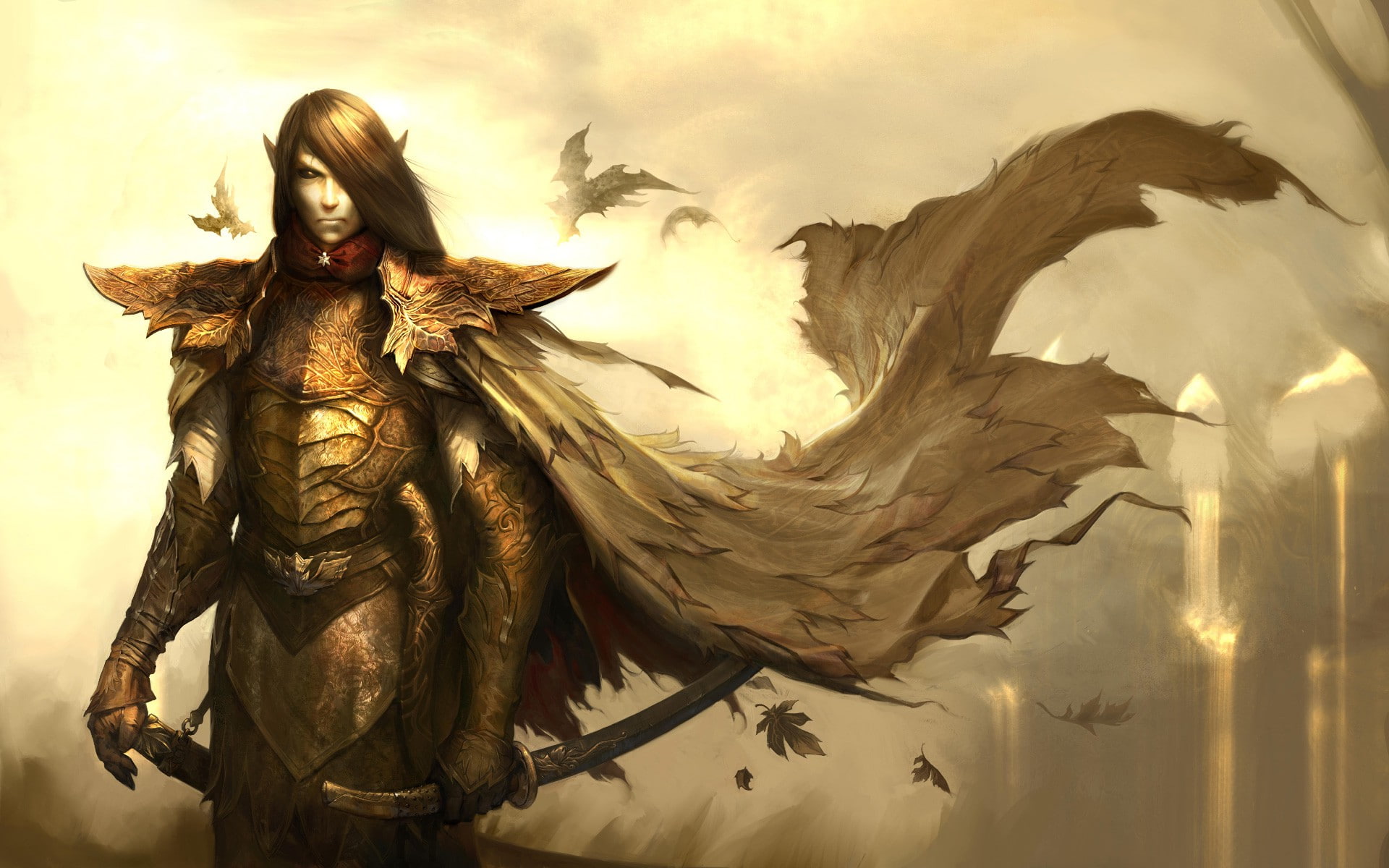 video games, angel, fantasy Art, history, representation, sword, human representation, nature, male likeness, elves, cloud - sky, no people, art and craft, HD Wallpaper