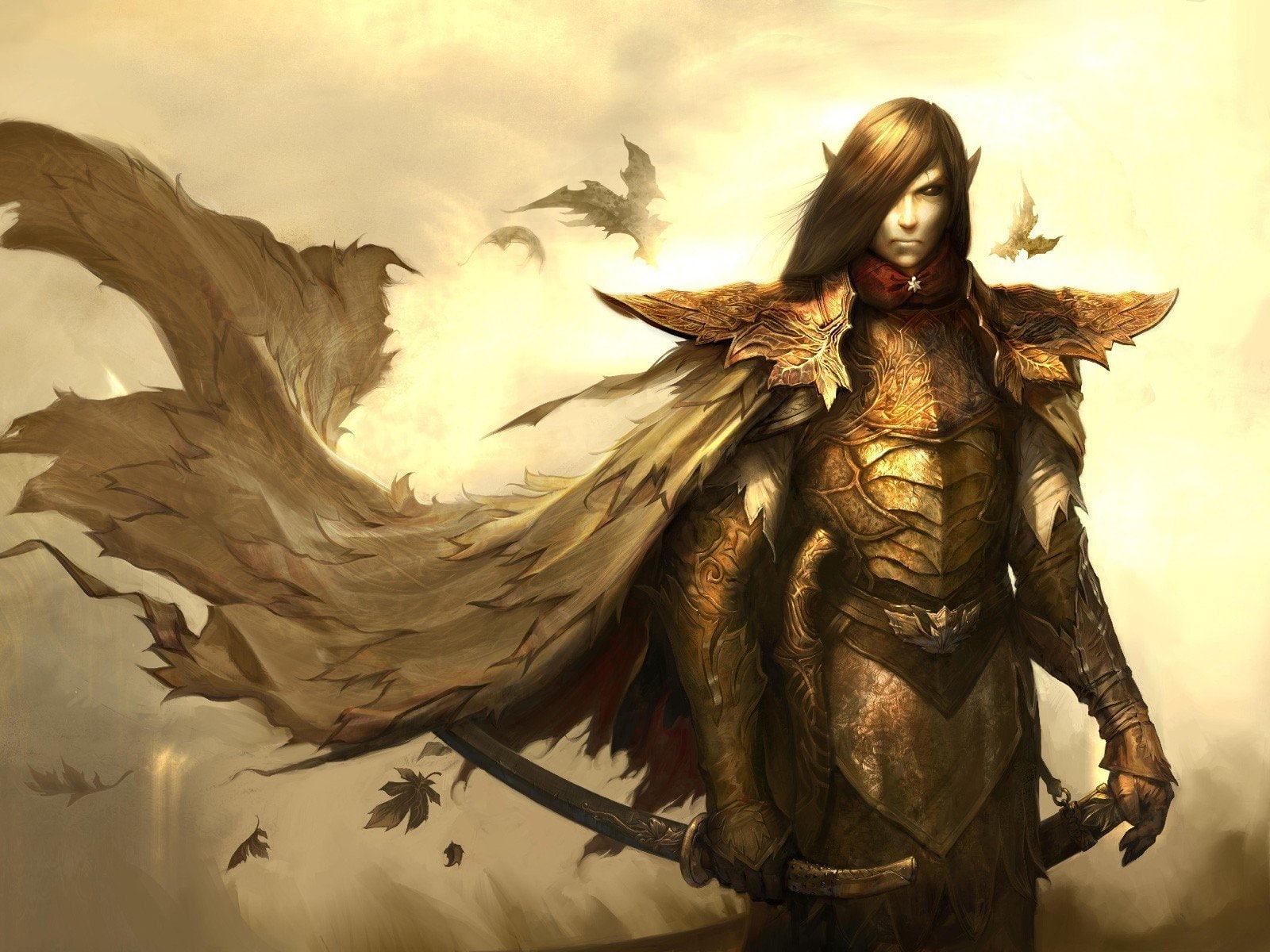 video, drow, digital, games, armor, art, 720P, swordsman, swords, artwork, disciples, fantasy, HD Wallpaper