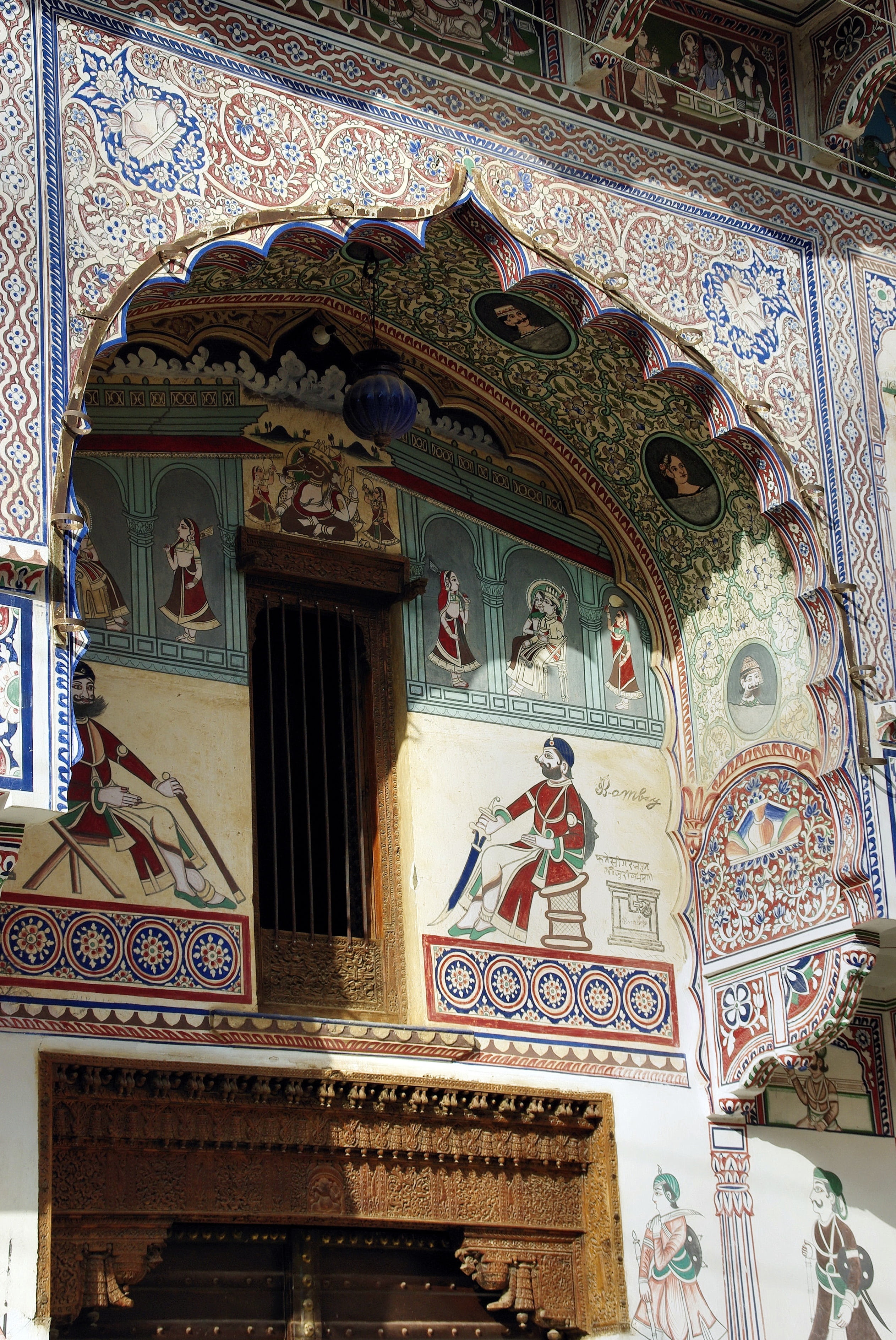 place of worship, belief, building exterior, rajastan, mandawa, craft, architecture, shekawati, day, ornate, fresco, religion, mural, architecture and art, Phone HD Wallpaper