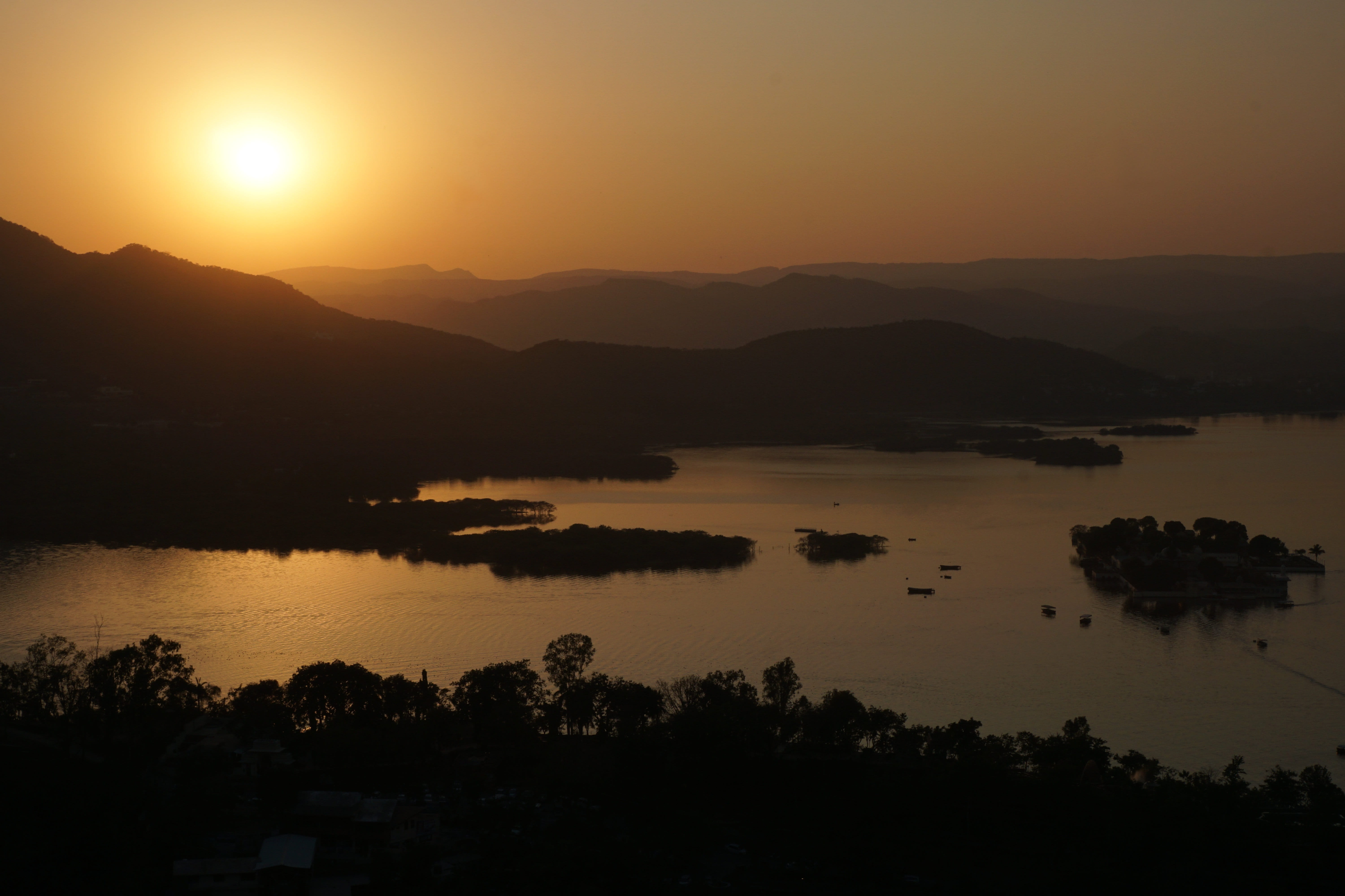 golden, orange color, udaipur, tranquility, dawn, abendstimmung, no people, 5K, nature, reflection, non-urban scene, tranquil scene, beauty in nature, HD Wallpaper