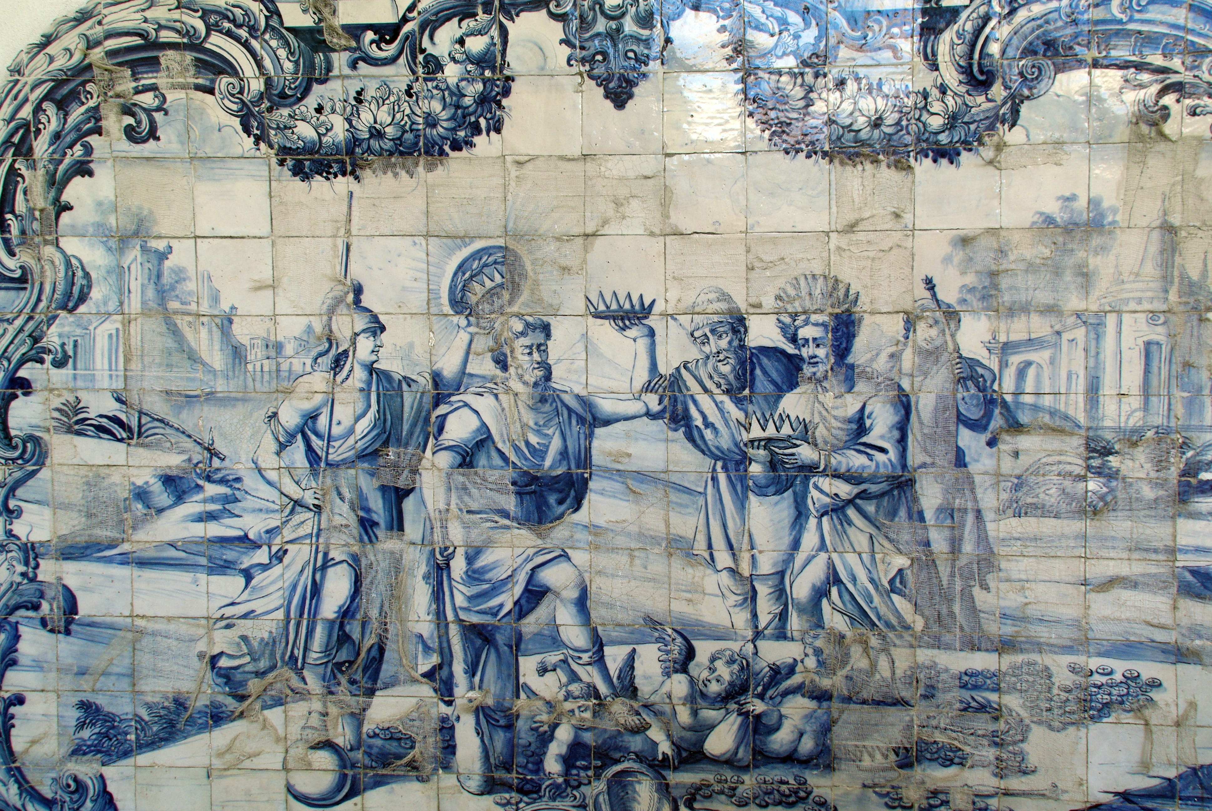 male likeness, ceramic, cloister, craft, wall - building feature, belief, place of worship, creativity, Convent, pattern, indoors, azulejos, day, carving, HD Wallpaper