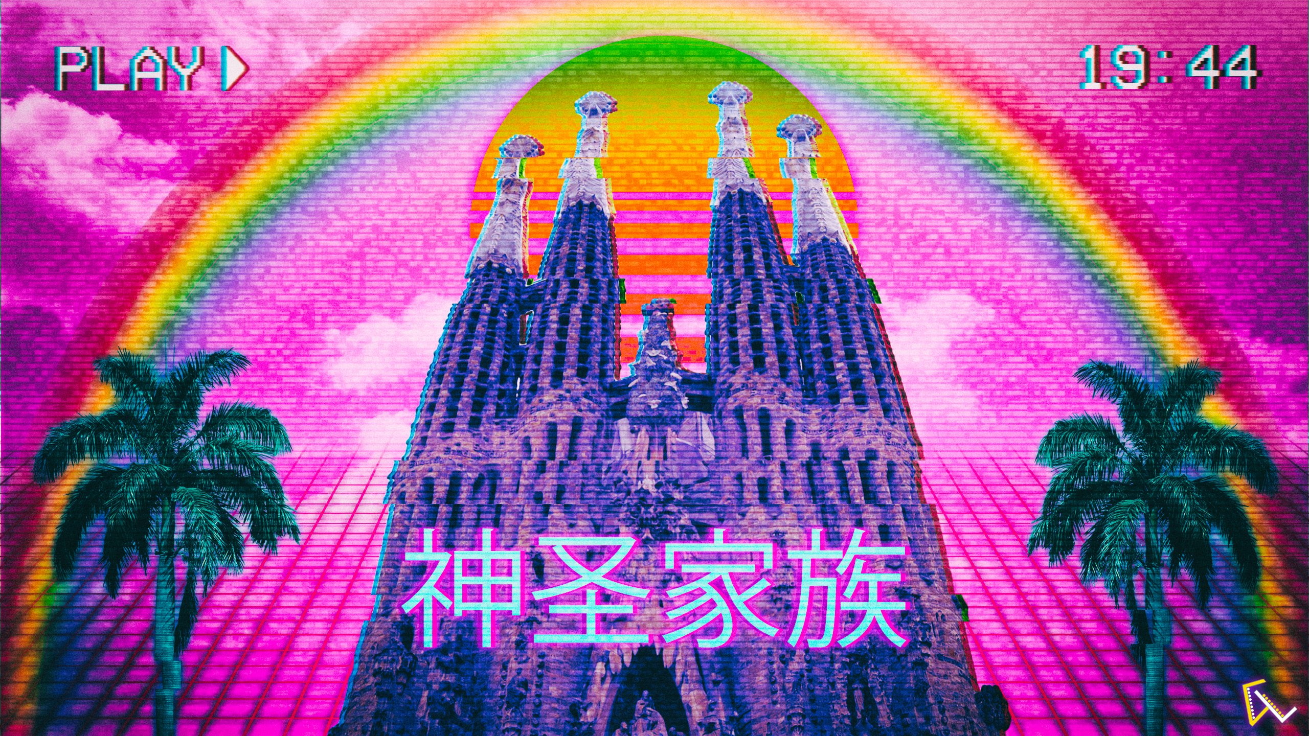 data, indoors, pattern, 2K, multi colored, vaporwave sagrada familia rainbows, purple, no people, number, symbol, close-up, human representation, art and craft, HD Wallpaper