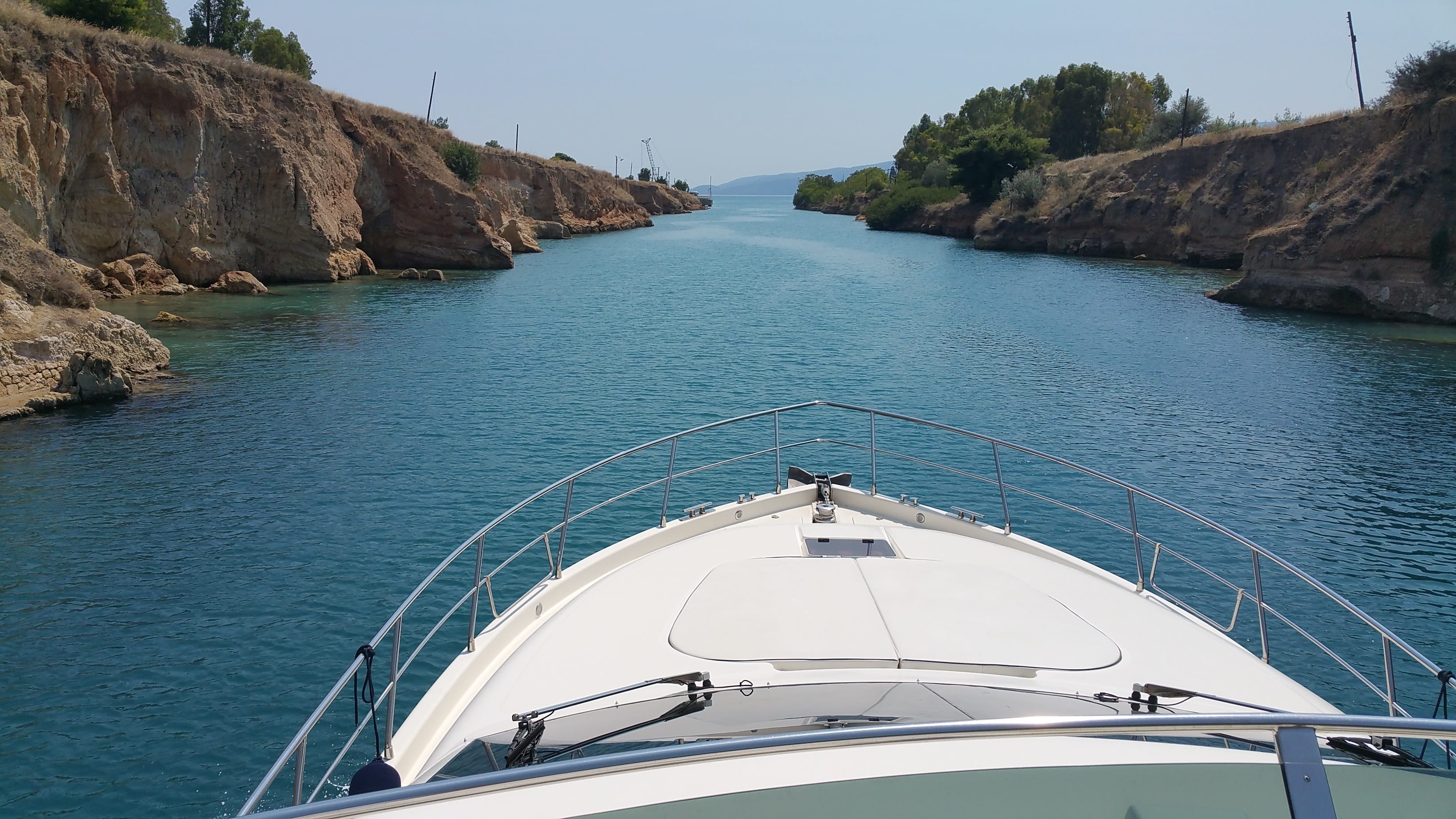 water, corinth, yachting, day, no people, yacht, luxury, canal, ship, nautical vessel, 2K, sea, passenger craft, outdoors, sailing, sailboat, nature, transportation, HD Wallpaper