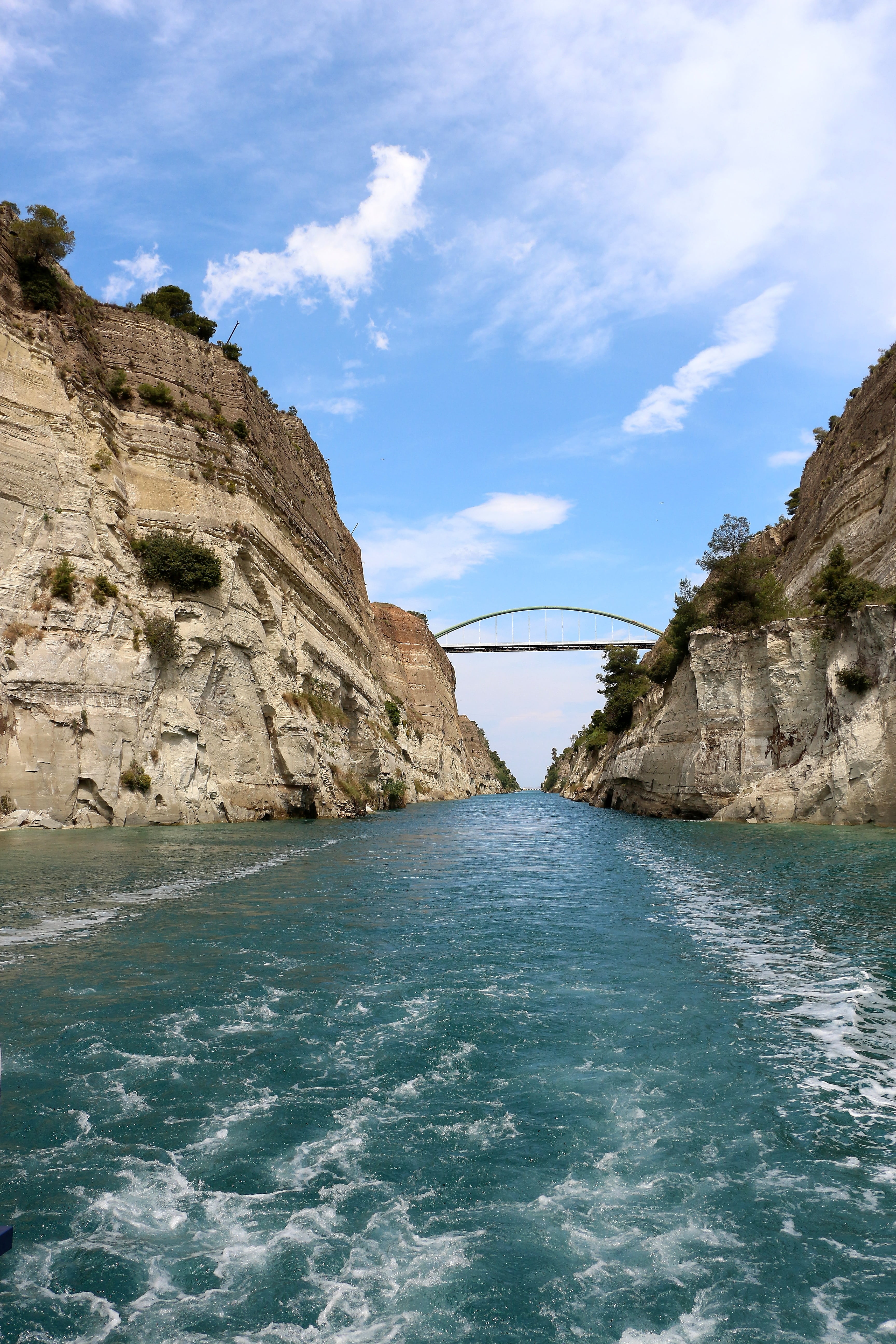idyllic, sea, day, greece, outdoors, rock, turquoise colored, corinth canal, land, rock formation, water, non-urban scene, waterfront, cliff, ships, beauty in nature, Phone HD Wallpaper
