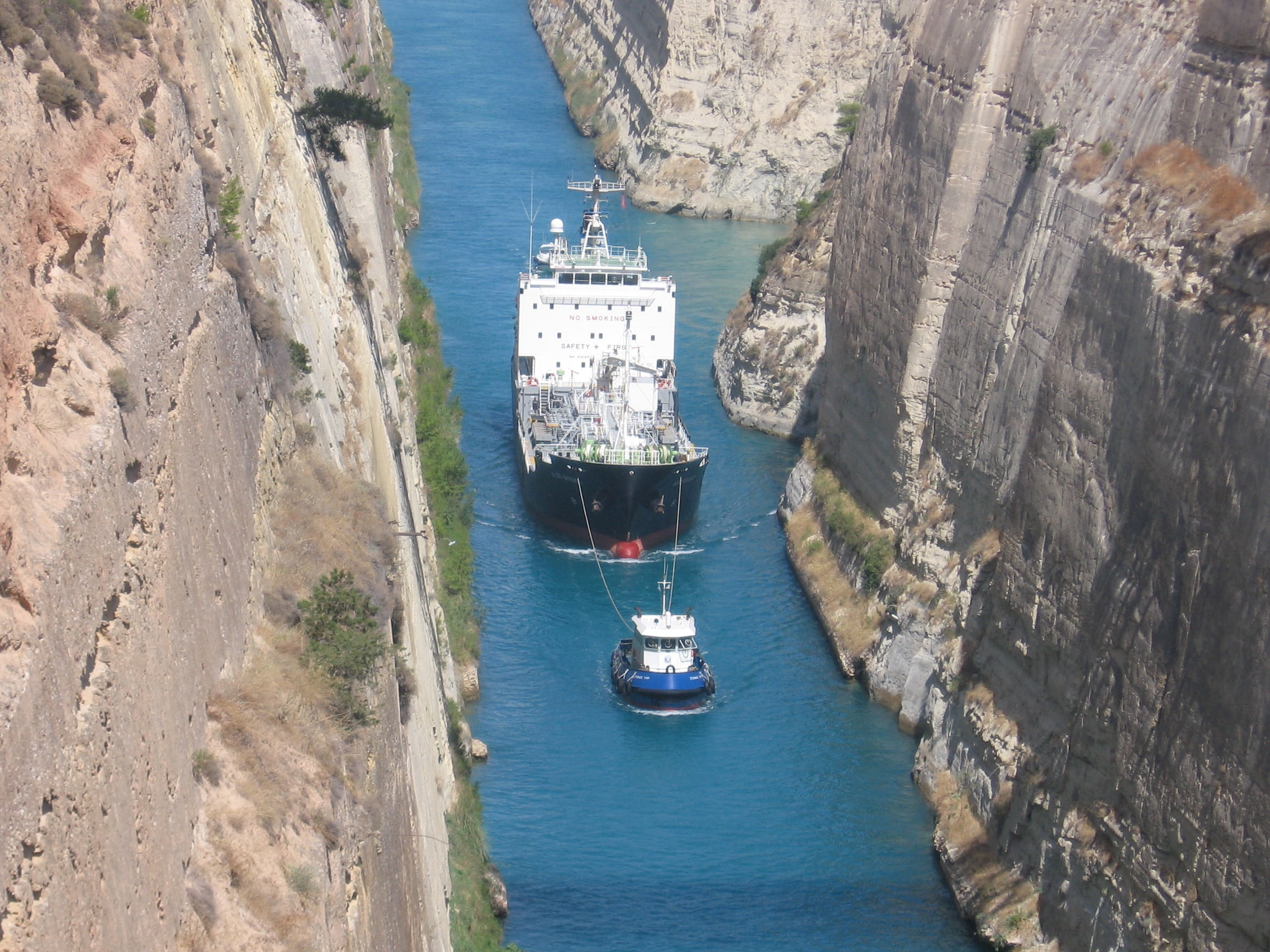 1080P, motion, day, rock, shipping, high angle view, outdoors, aerial View, nautical Vessel, water, travel, corinth canal, industry, rock - object, tight, HD Wallpaper
