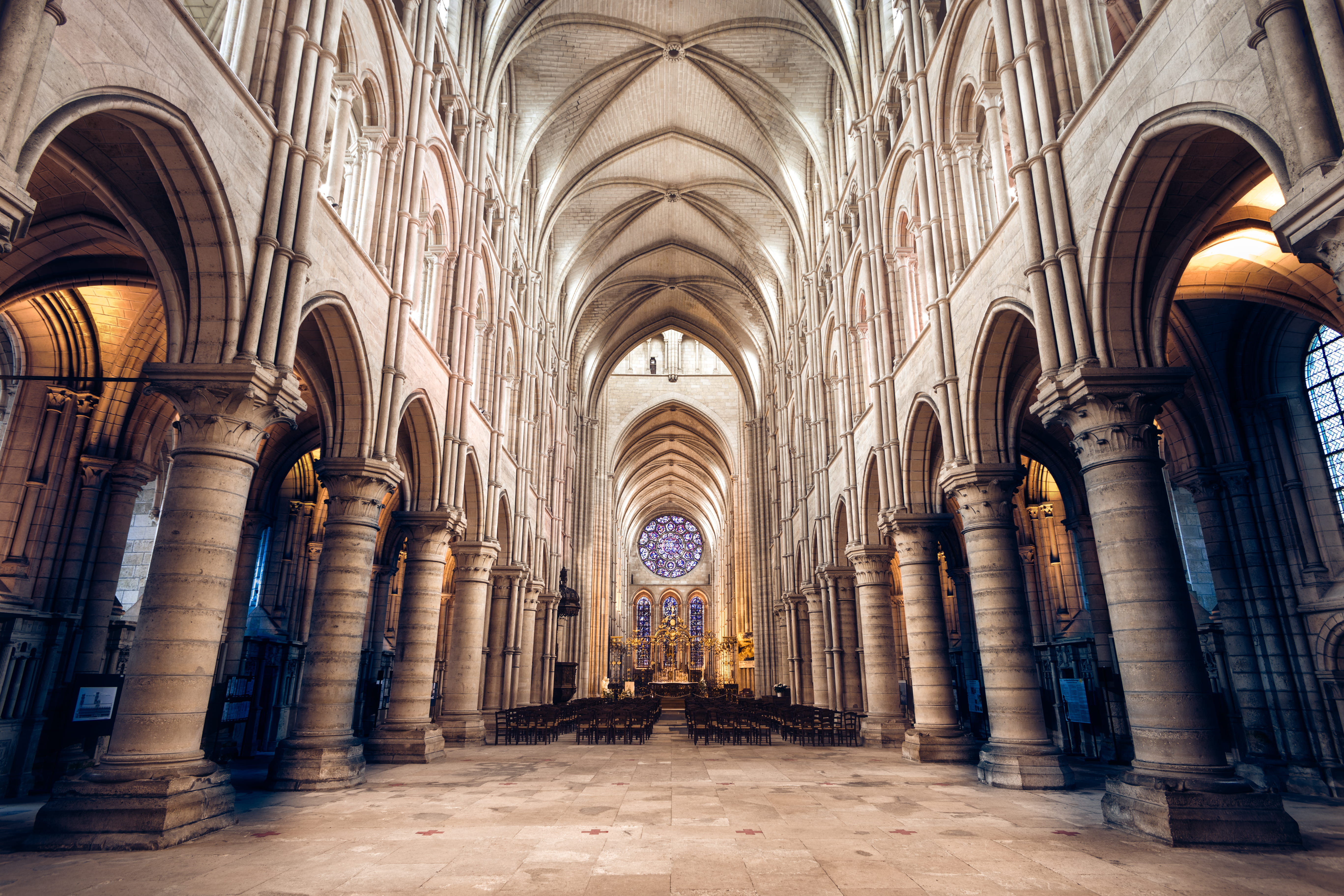 history, building exterior, the way forward, aisle, pillars, belief, holy, symmetry, travel destinations, catholic, notredame, arched, cathedral, built structure, HD Wallpaper