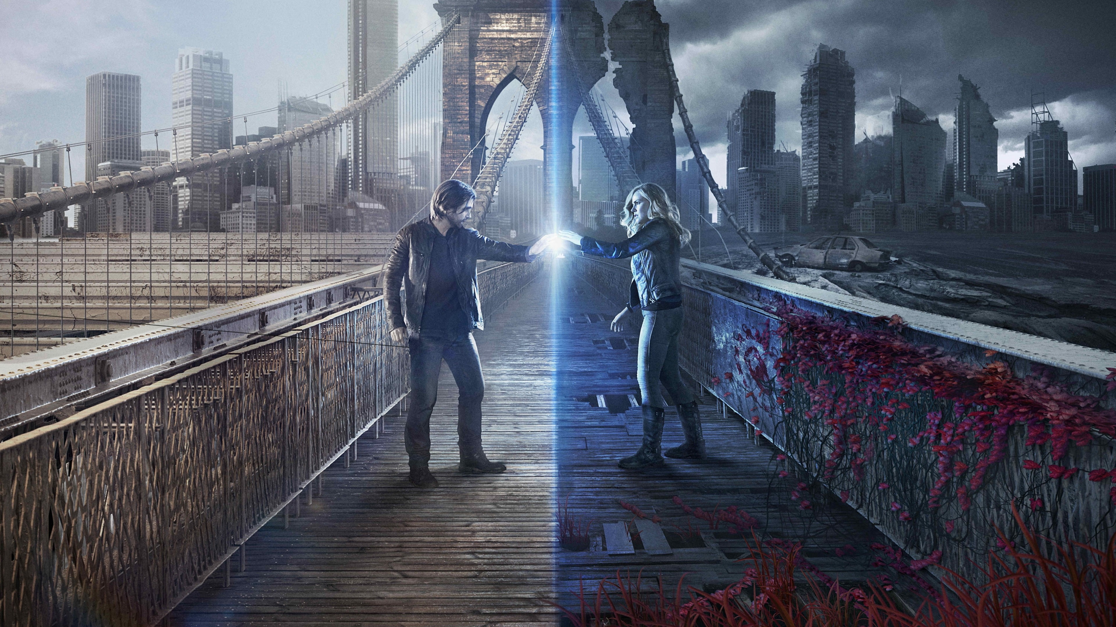Aaron Stanford, man, bridge, illustration, 12 Monkeys, 4K, Amanda Schull, Best TV Series, 2 season, women, HD Wallpaper