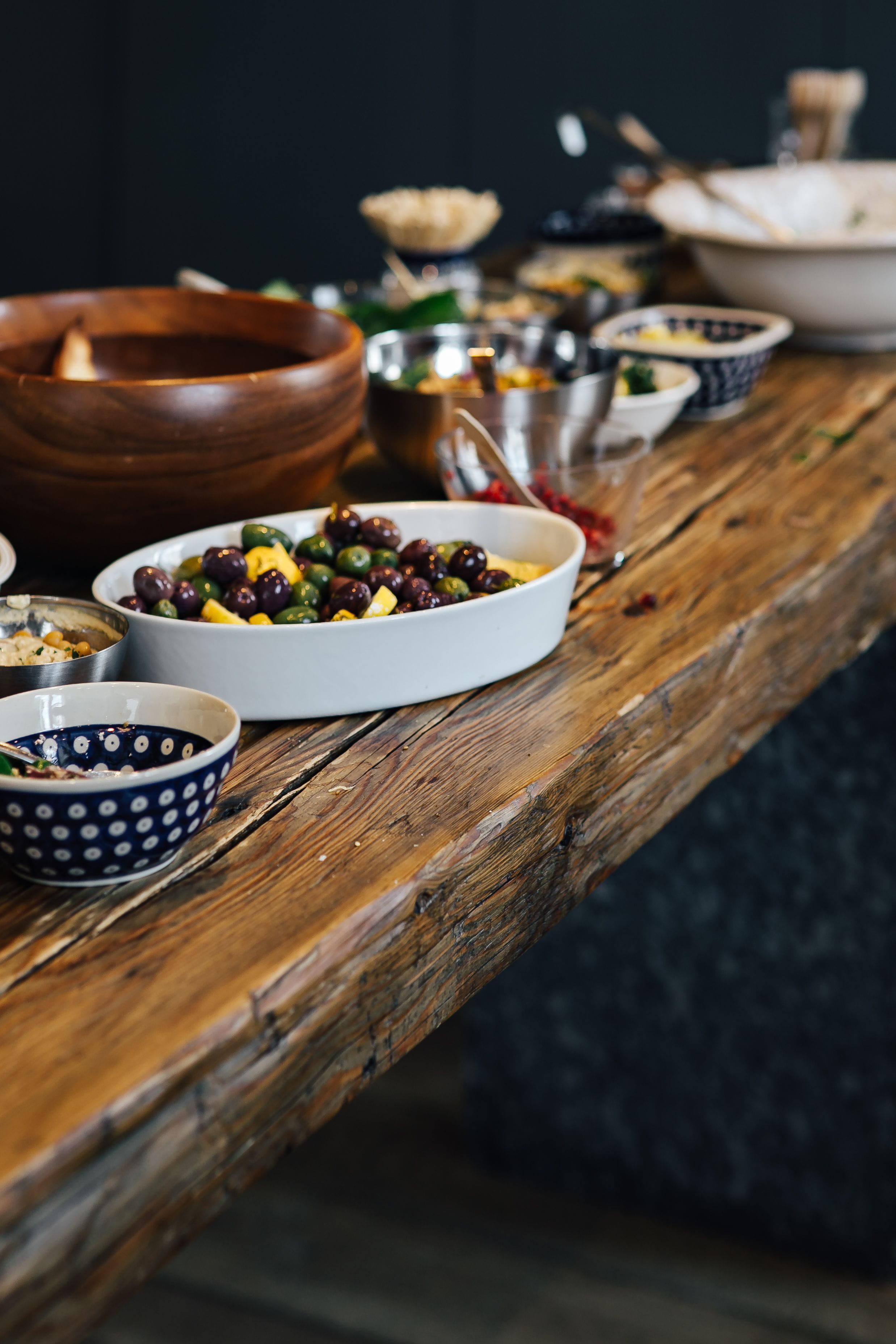 chinese food, bowl, vegetable, dinner, freshness, table, healthy eating, wellbeing, 2K, plate, food and drink, hummus, ready-to-eat, high angle view, wood - material, Phone HD Wallpaper