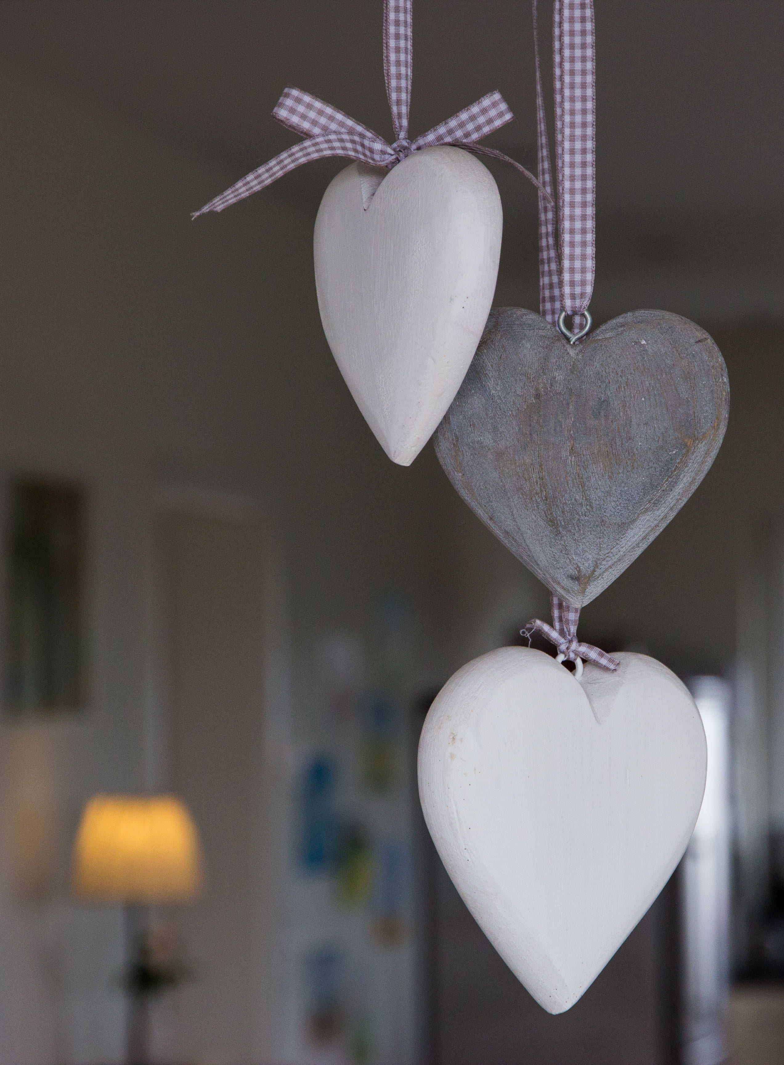 decoration, 2K, wood, design, paper, emotion, indoors, heart, no people, tied up, deco, wooden heart, heart shape, romantic, close-up, hanging, decode close-up, Phone HD Wallpaper