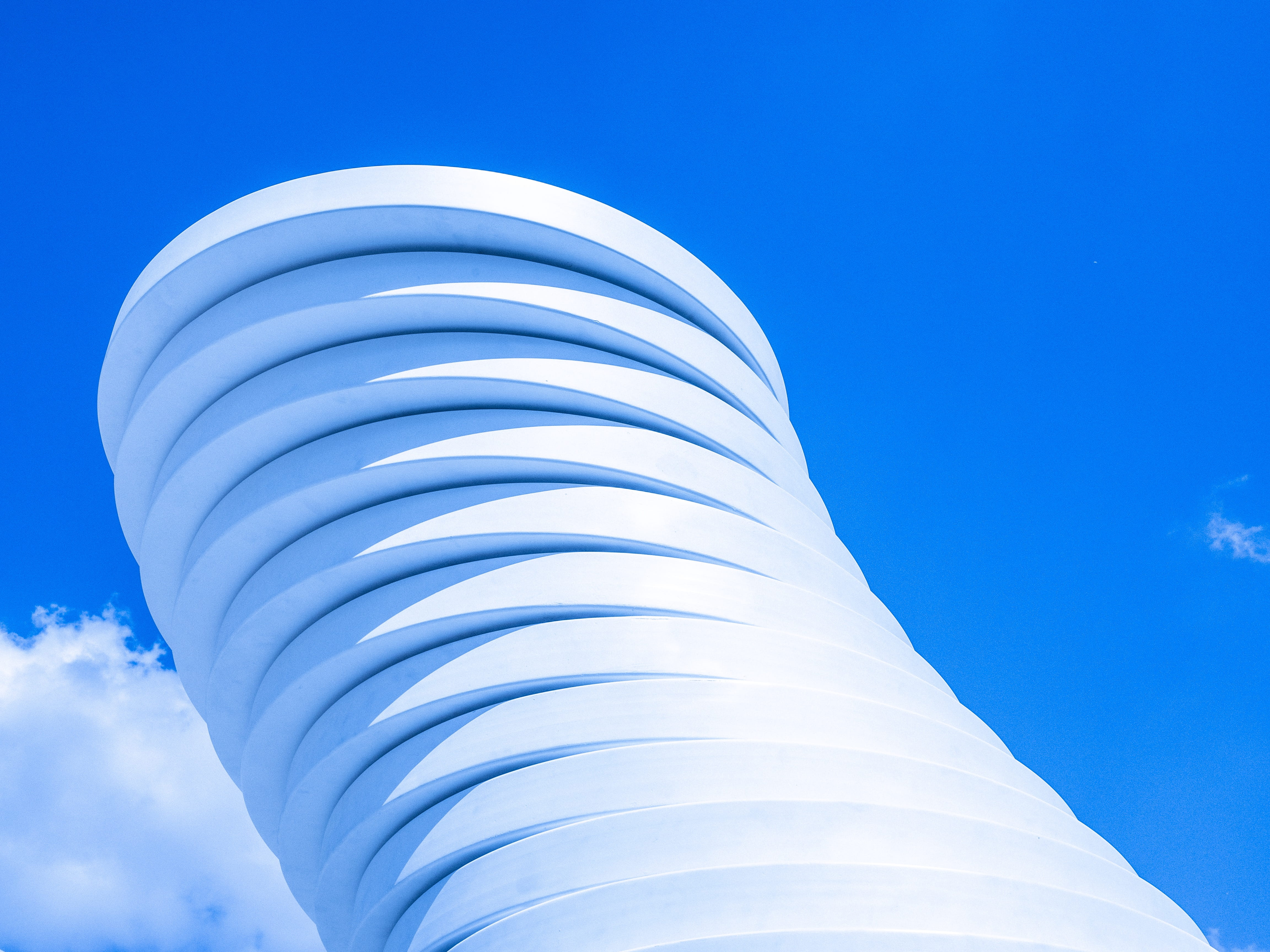 shelter, white color, town, daytime, white, azure sky, cloud - sky, sky, architecture, close-up, technology, building, low angle view, 4K, no people, office building, HD Wallpaper