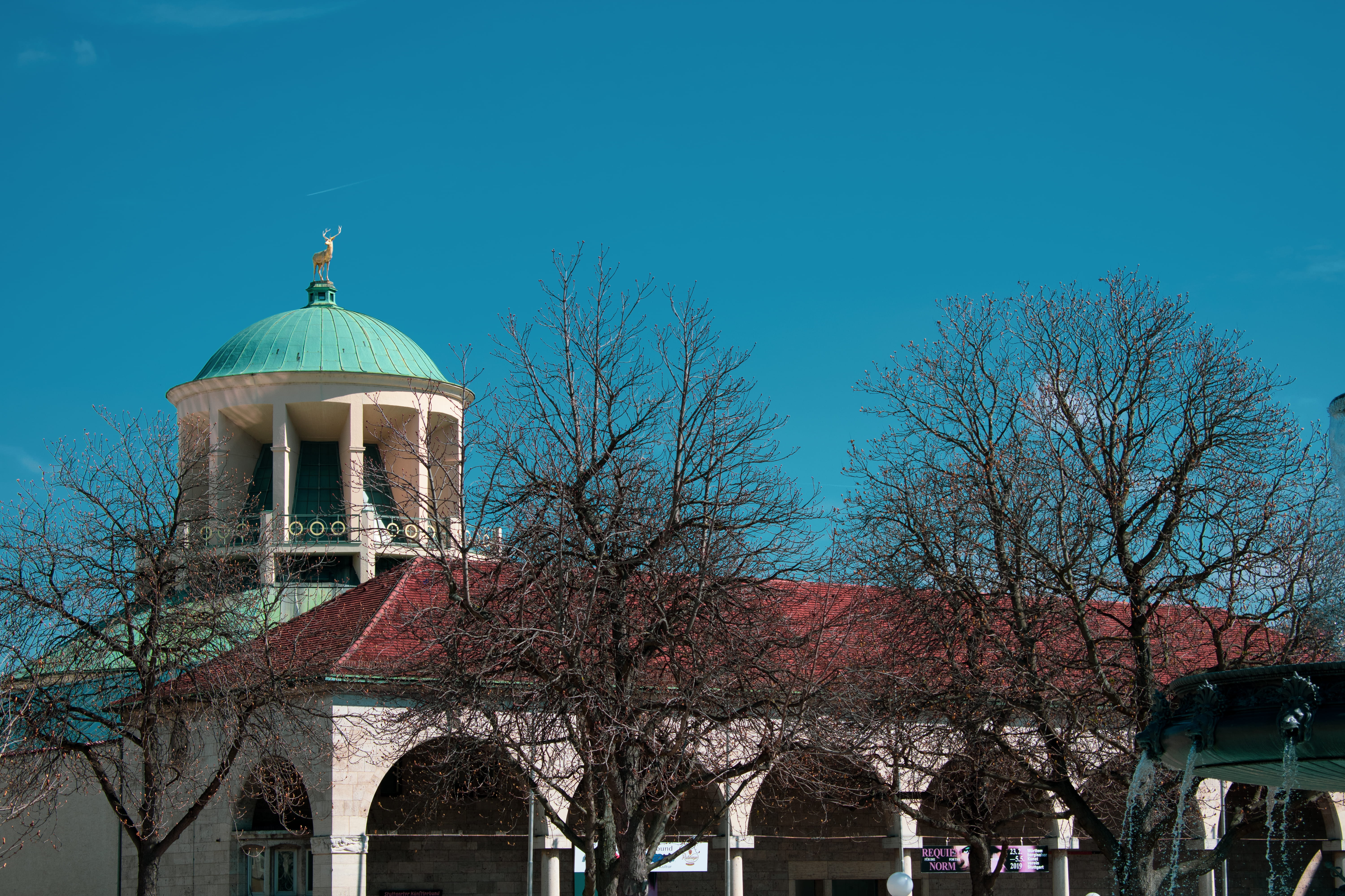 city, building, nature, low angle view, gazebo, 5K, spire, blue, outdoors, building exterior, day, plant, dome, metropolis, germany, no people, built structure, HD Wallpaper