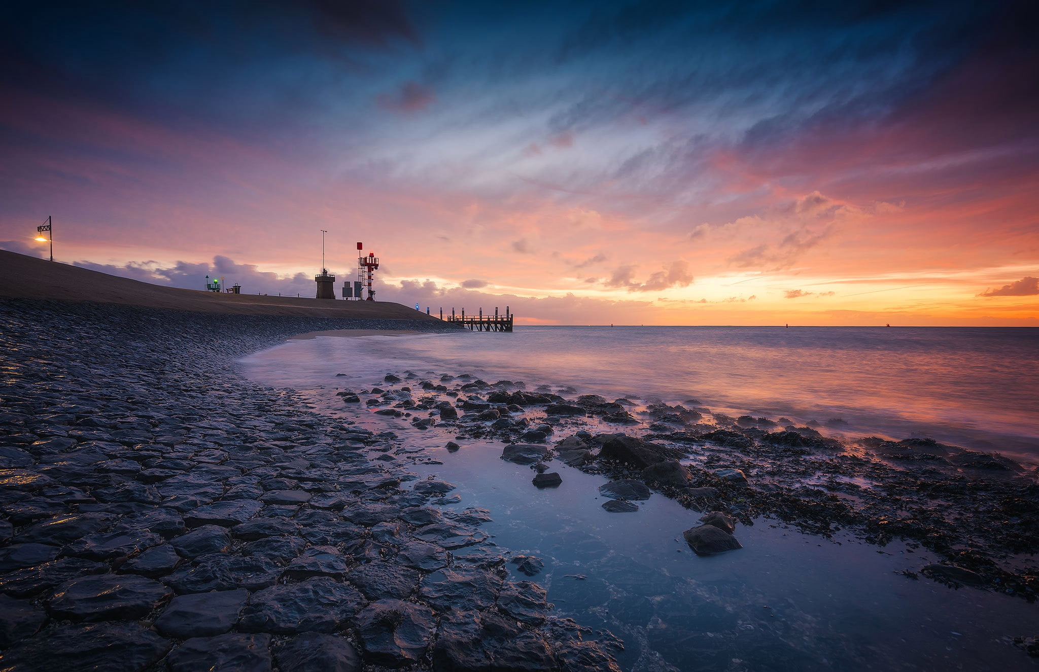 Netherlands, horizon, groyne, Texel, scenics - nature, nature, beauty in nature, sea, water, tranquility, solid, beach, sky, rock - object, horizon over water, HD Wallpaper