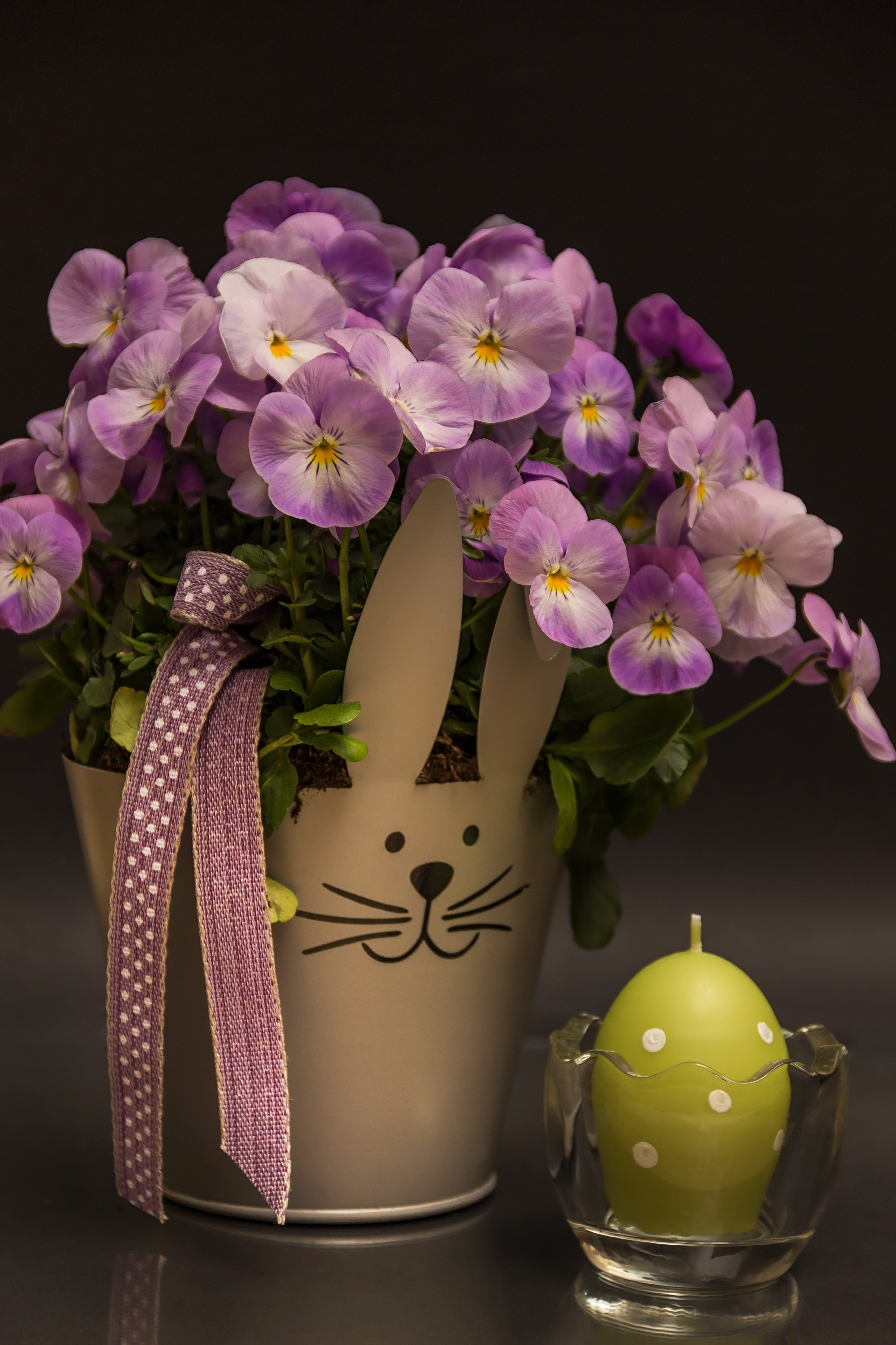 5K, easter decor, vase, petal, close-up, arrangement, fragility, loop, decorative, plant, indoors, beauty in nature, easter bunny, flower, flowering plant, Phone HD Wallpaper
