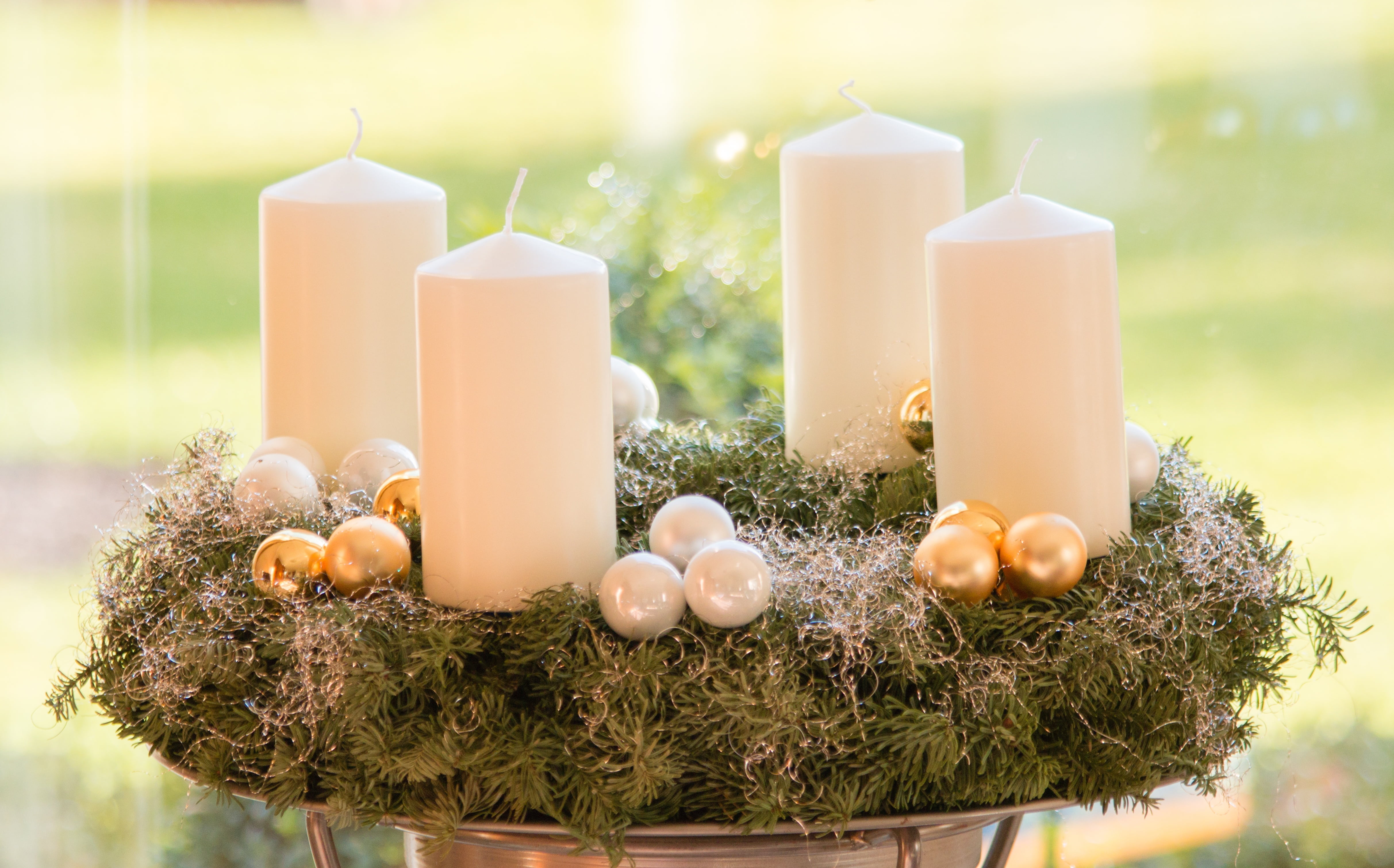 event, plant, springtime, christmas market, top, christmas, close-up, candle, glowing, wreath, candles, decoration, flame, 4K, nature, no people, flower, HD Wallpaper