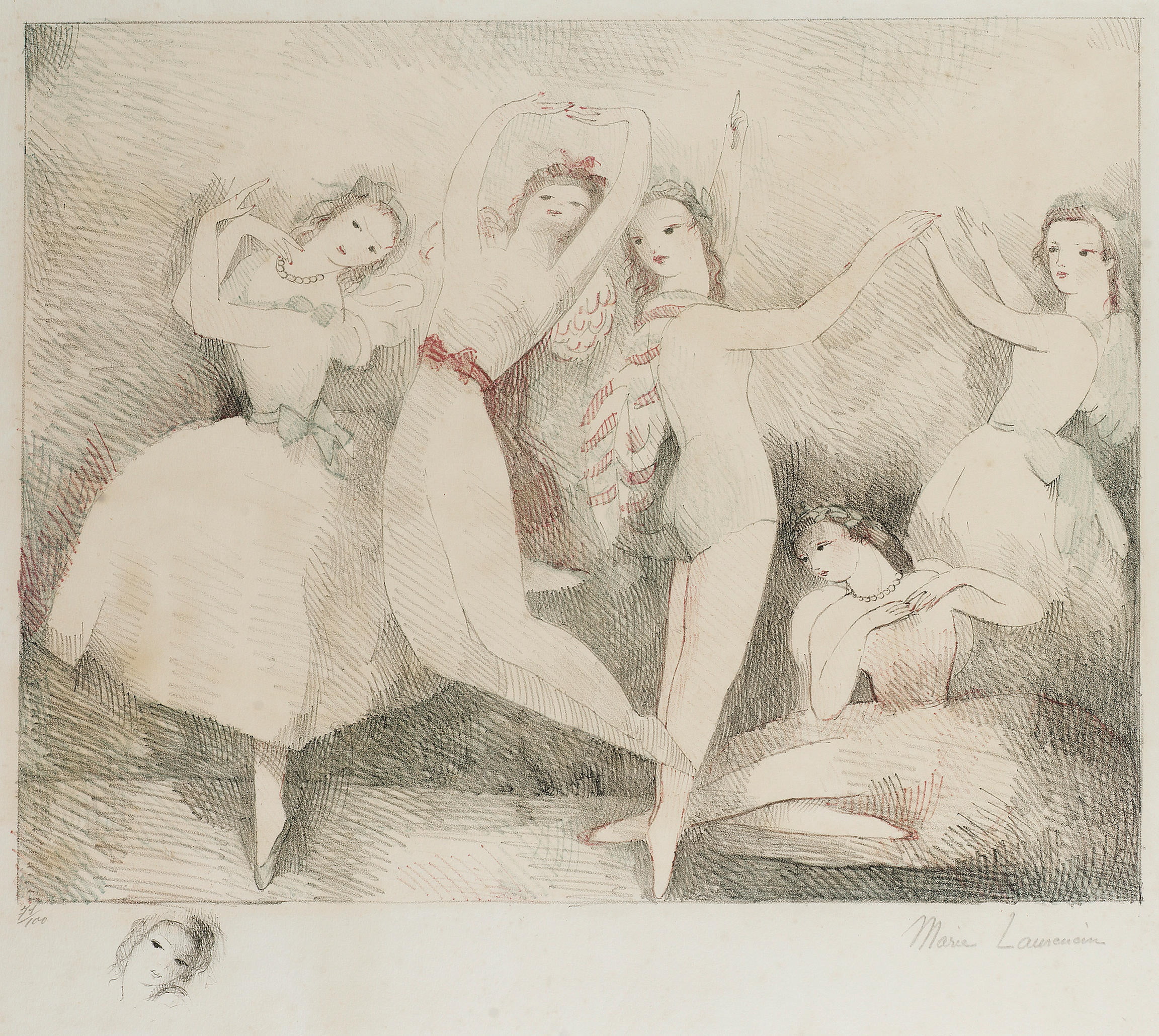 dancing, Marie Laurencin, 1937, lithograph, 1080P, Modern, Holiday, HD Wallpaper