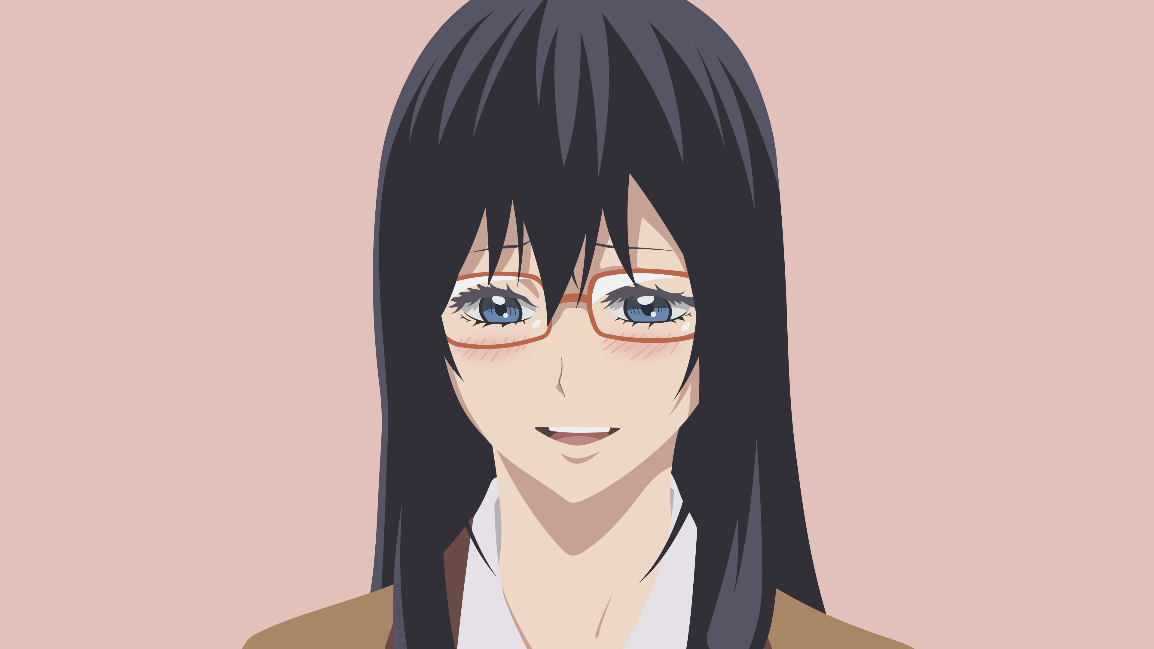 glasses, anime girls, human face, minimalism, leisure activity, one person, close-up, 4K, representation, eyeglasses, lifestyles, indoors, real people, HD Wallpaper