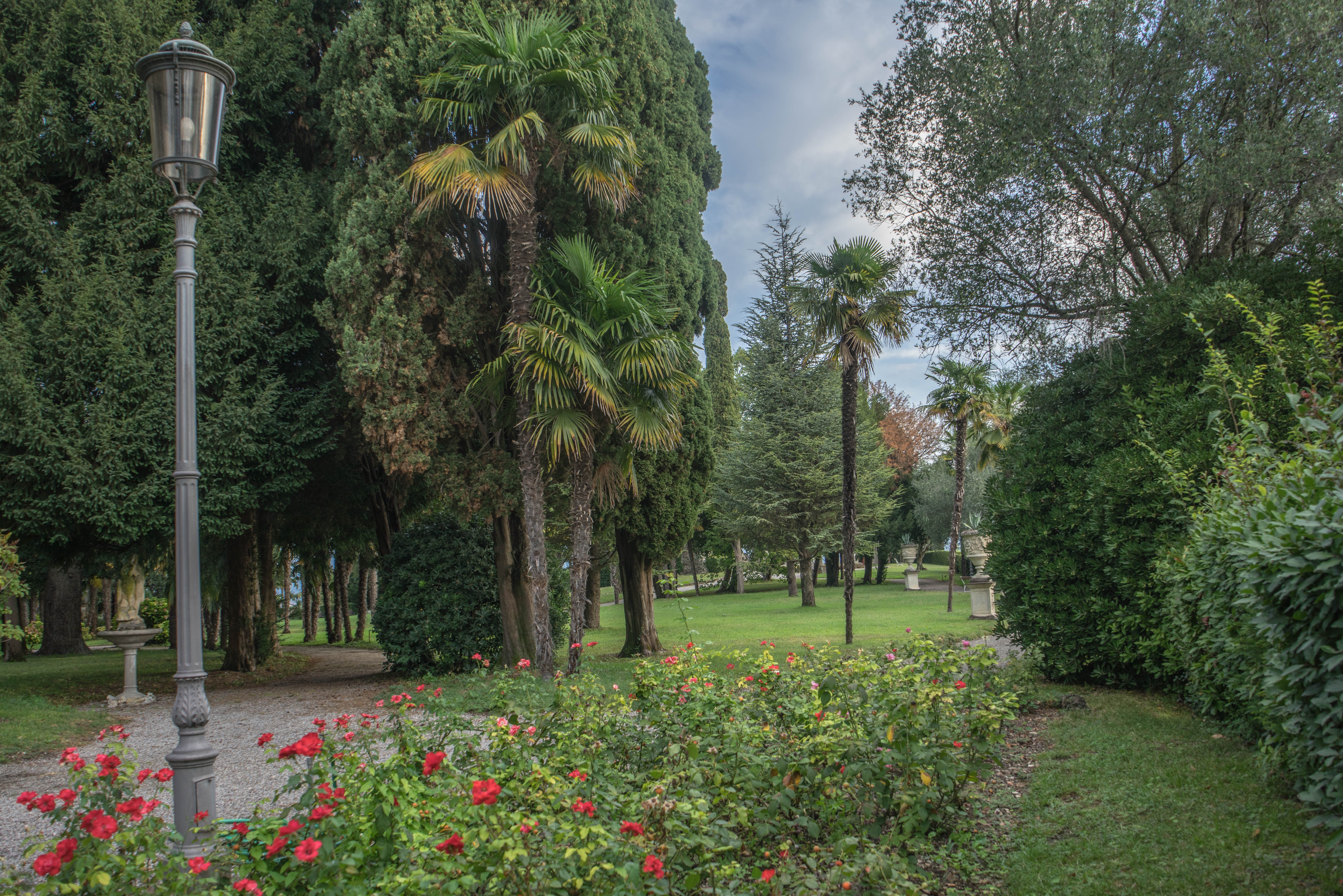 italy, plant, growth, beauty in nature, no people, cloud - sky, vacation, resort, summer, grass, day, lake garda, footpath, tranquility, garden, flowers, HD Wallpaper