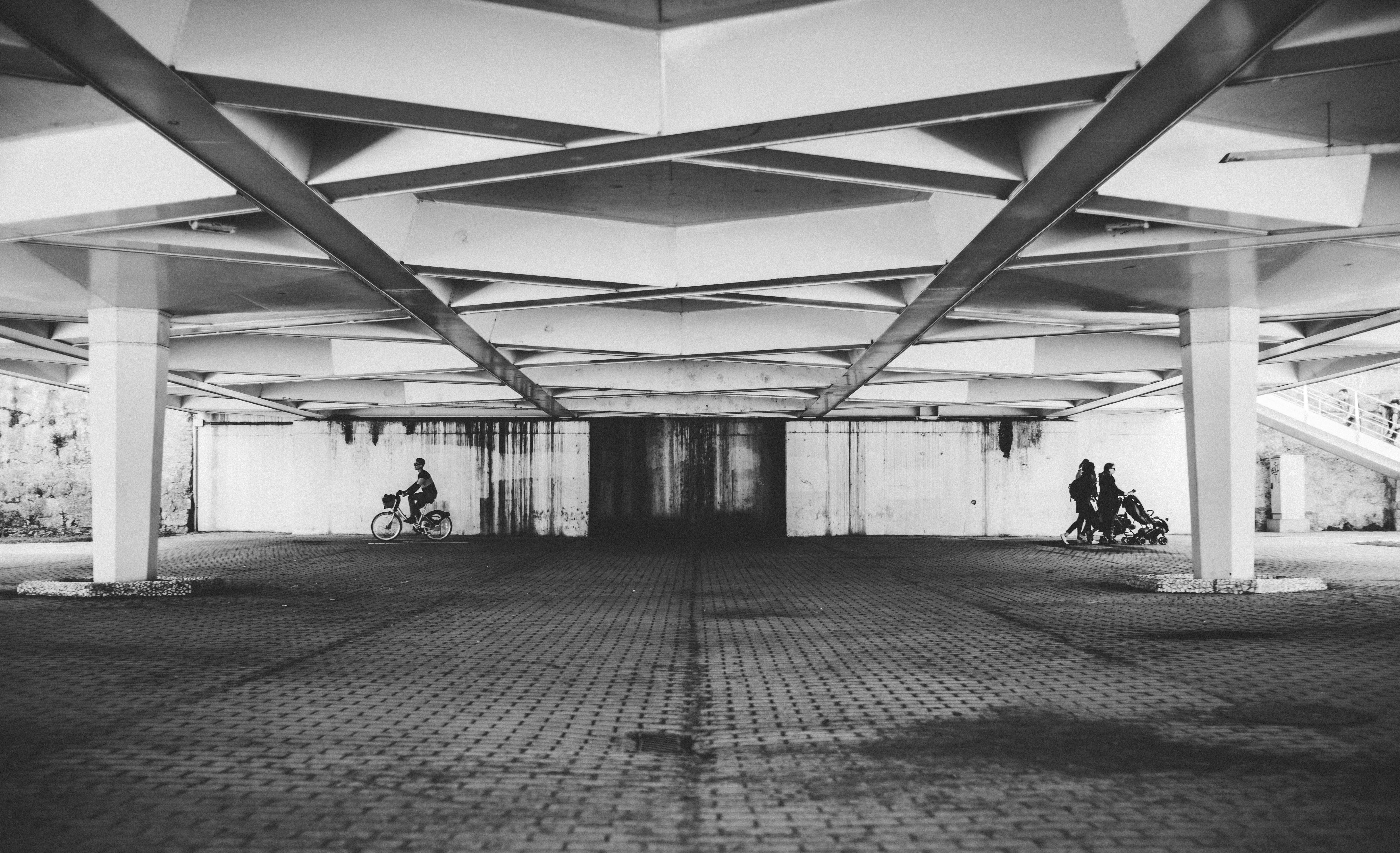 direction, bike, 5K, parking, walking, footpath, walkway, white, ballroom, lot, bicycle, vehicle, incidental people, human, lighting, path, black, machine, HD Wallpaper
