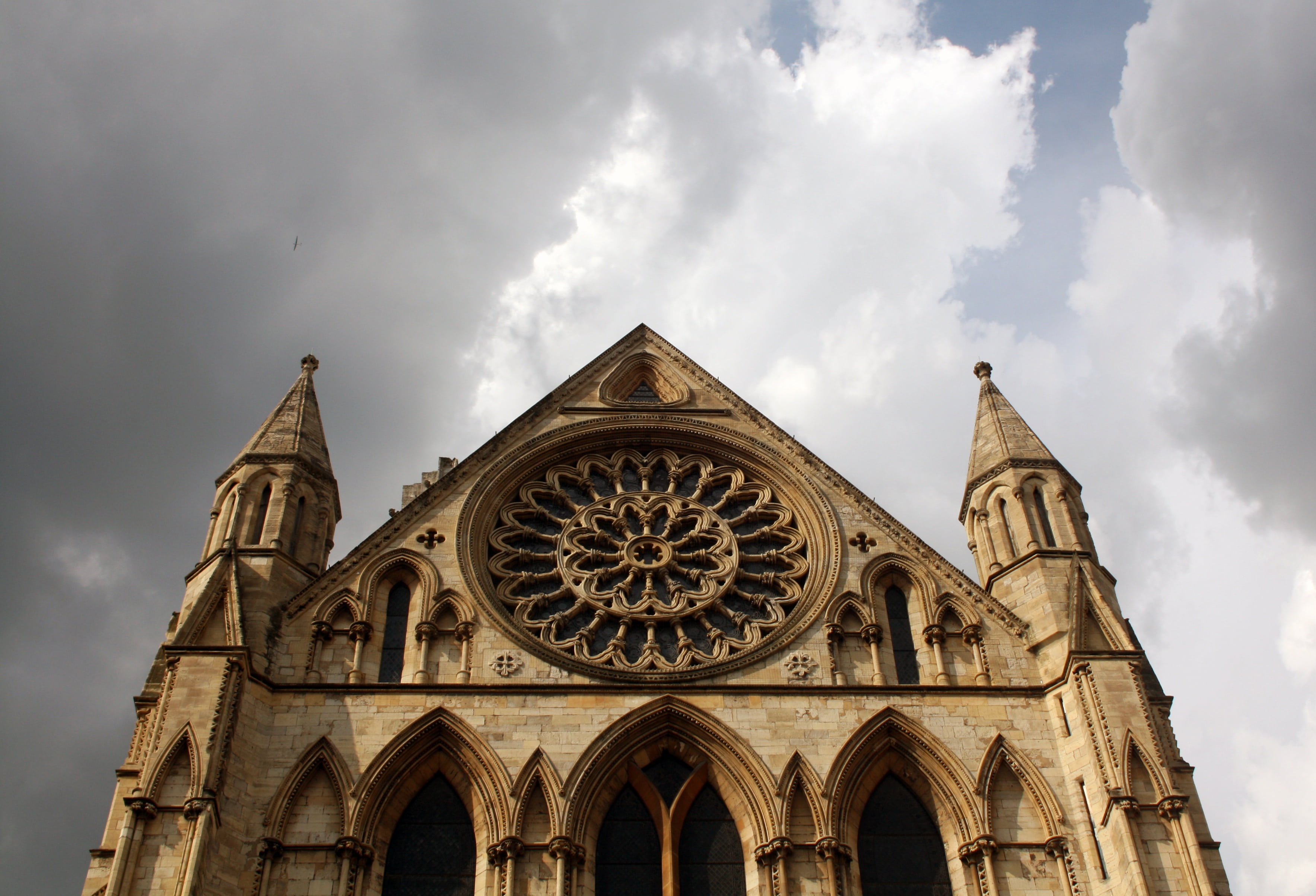 spire, cathedral, church, york minster, no people, travel destinations, low angle view, arch, cloud - sky, built structure, facade, outdoors, building exterior, HD Wallpaper