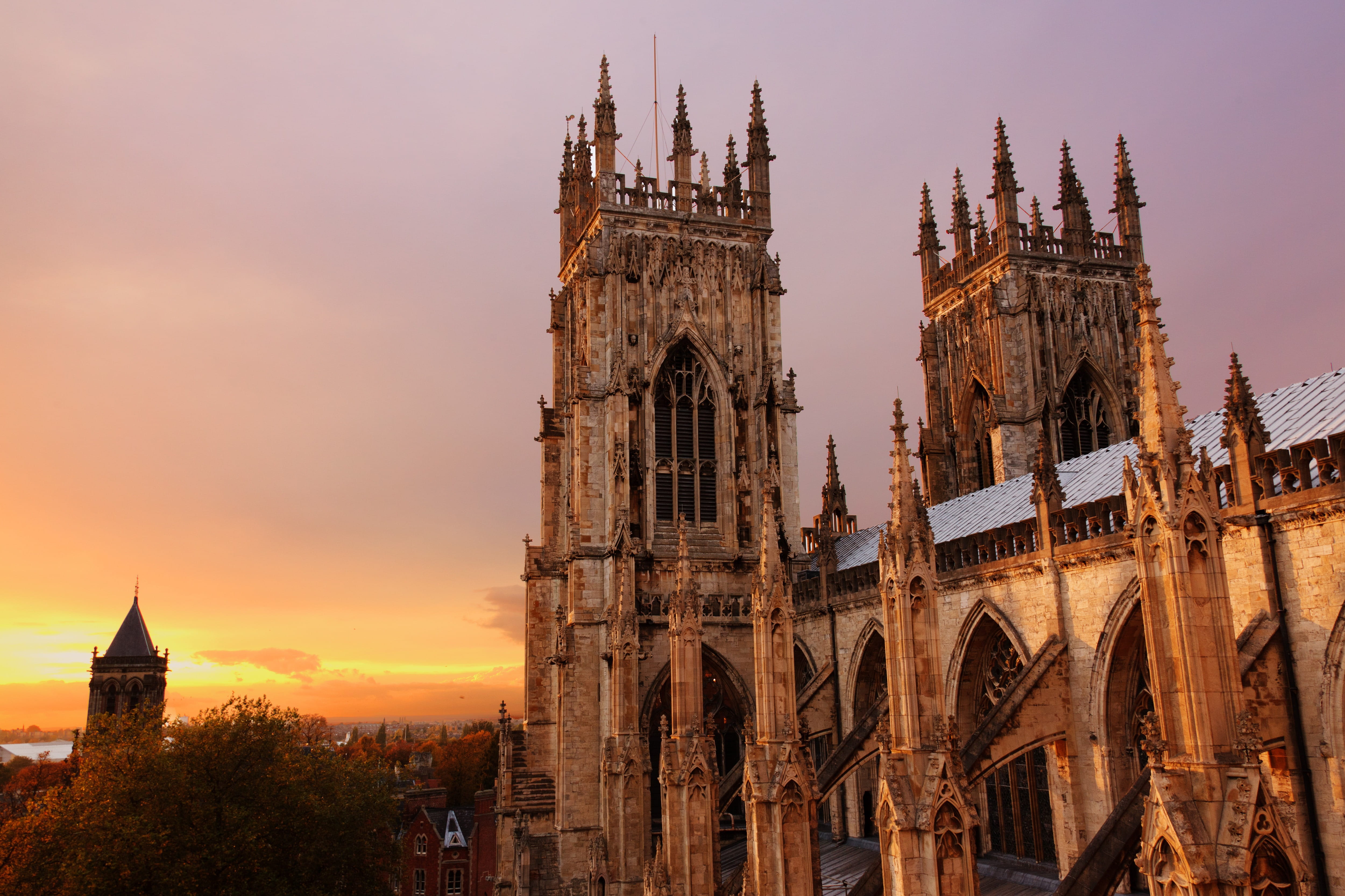 belief, nature, clock tower, City, york, historic, Architecture, church, 4K, uK, horizon, famous Place, Cathedral, sky, dusk, building exterior, tourism, HD Wallpaper