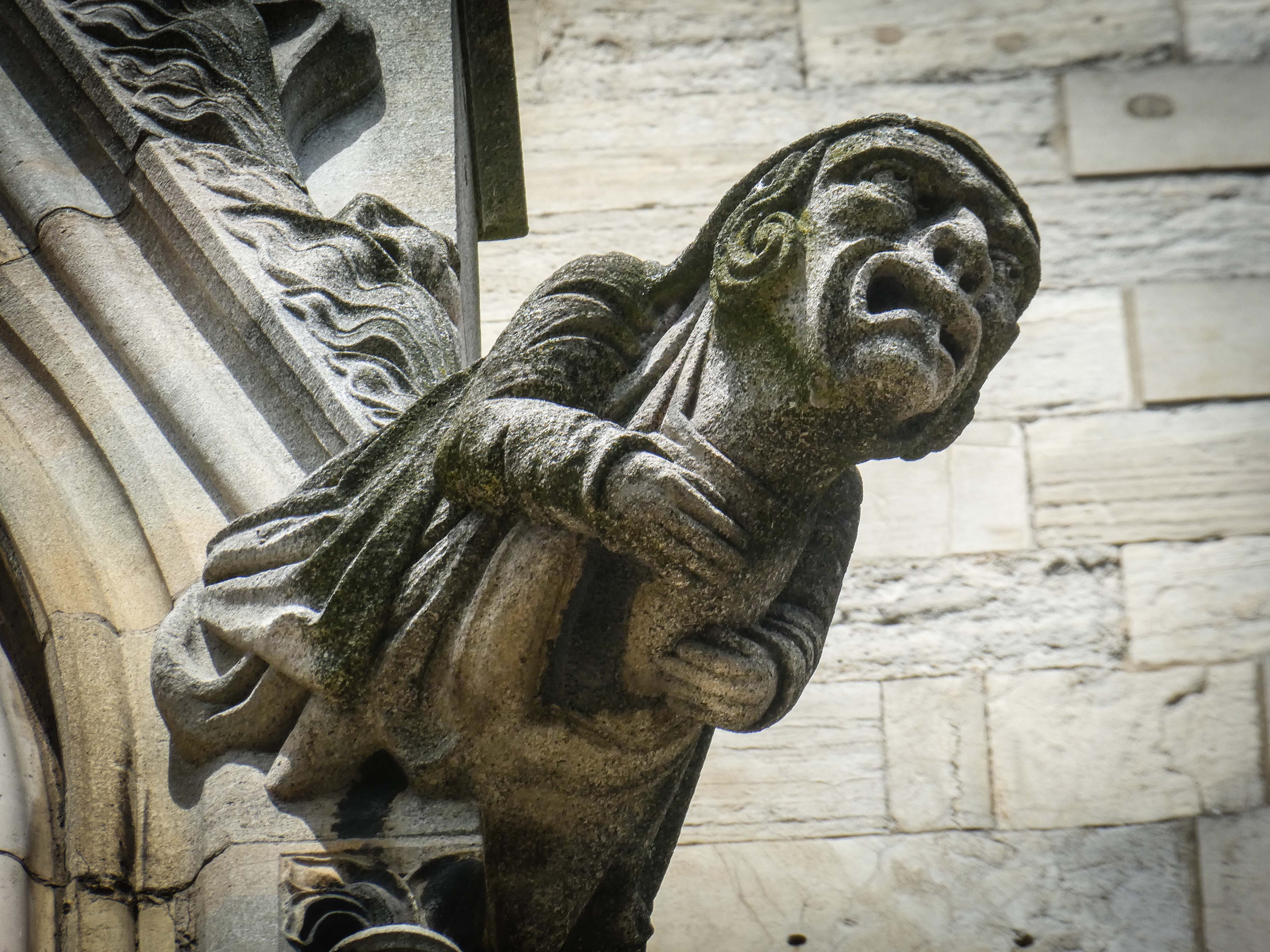 Gothic, cathedral, creativity, 4K, travel destinations, church, art and craft, demon, building, human representation, york minster, built structure, statue, HD Wallpaper
