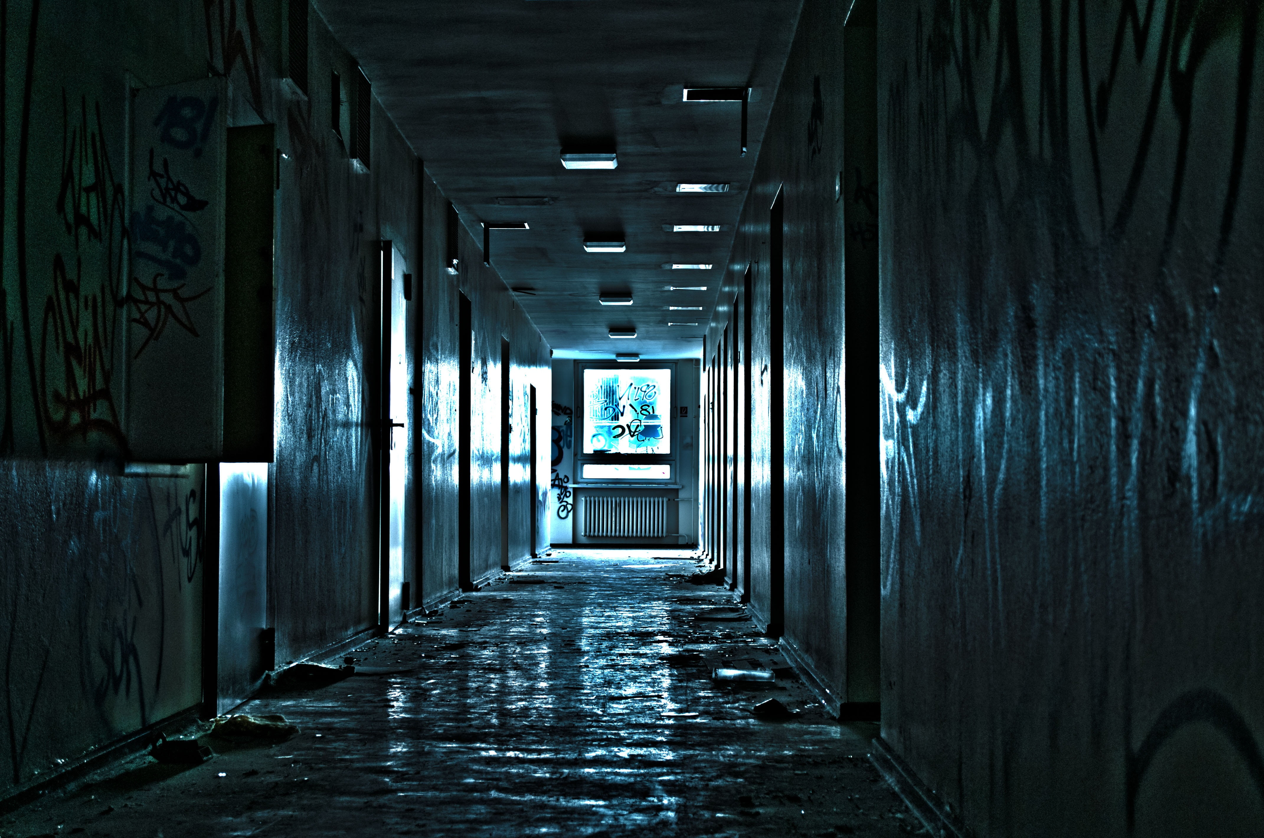 the way forward, tunnel, very long, vanishing point, absence, arcade, window, direction, course, doors, floor, sign, indoors, diminishing perspective, dark, HD Wallpaper