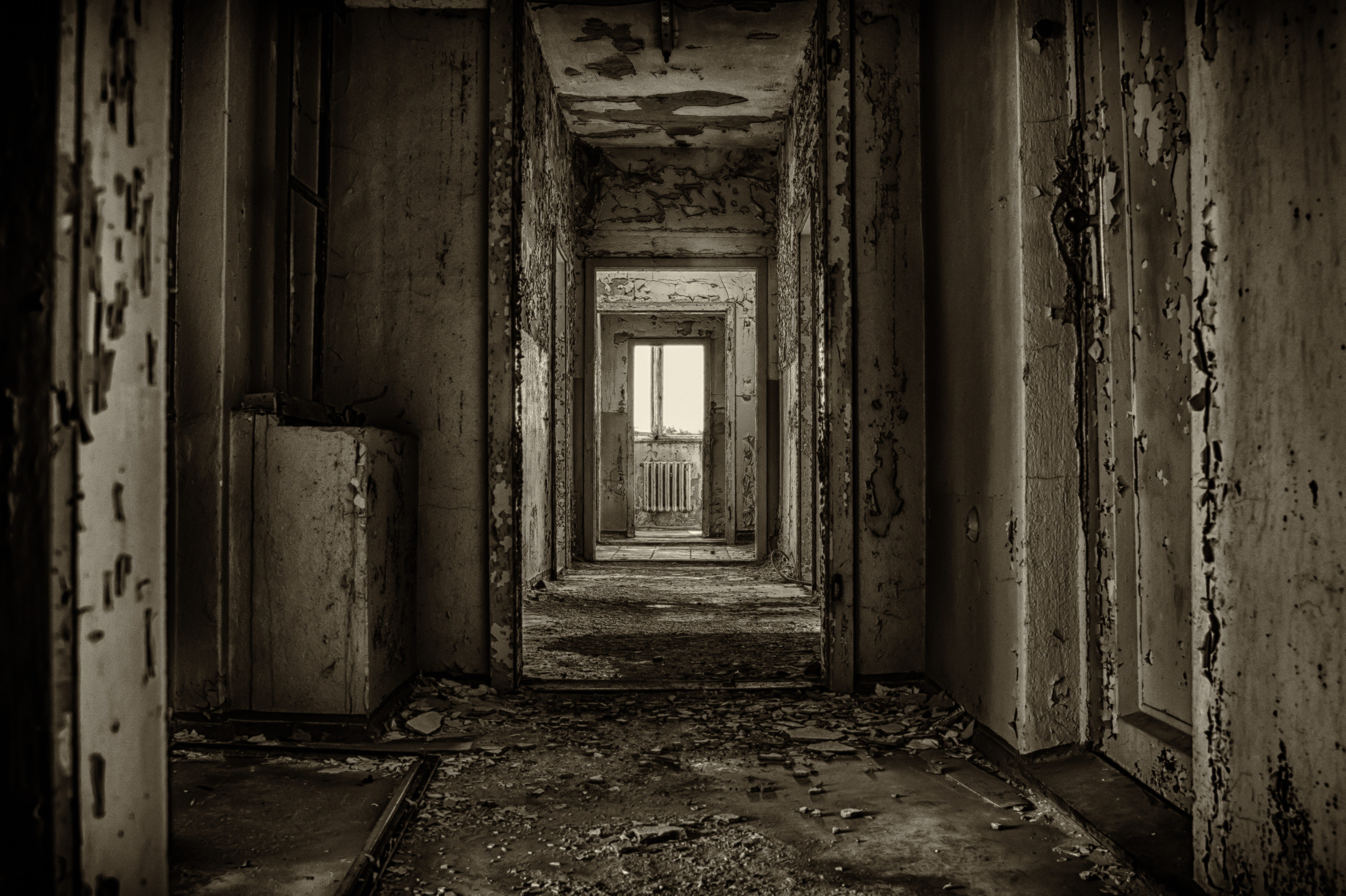 floor, leave, built structure, arcade, architecture, way, indoors, white, direction, obsolete, pforphoto, window, the way forward, deterioration, transience, HD Wallpaper