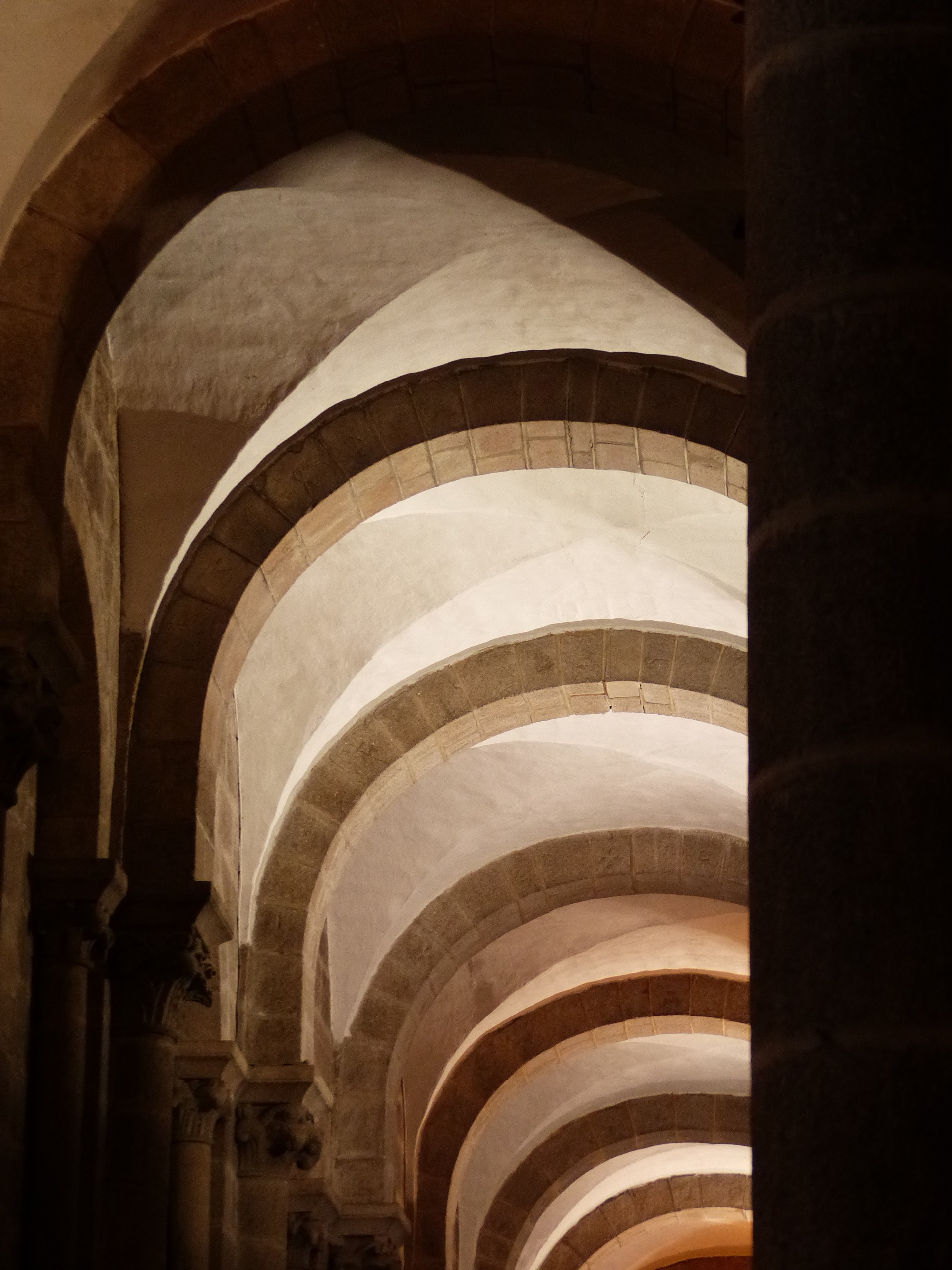 architectural Column, spain, pattern, church, santiago de compostela, ceiling, railing, no people, religion, history, building, the past, steps and staircases, Phone HD Wallpaper