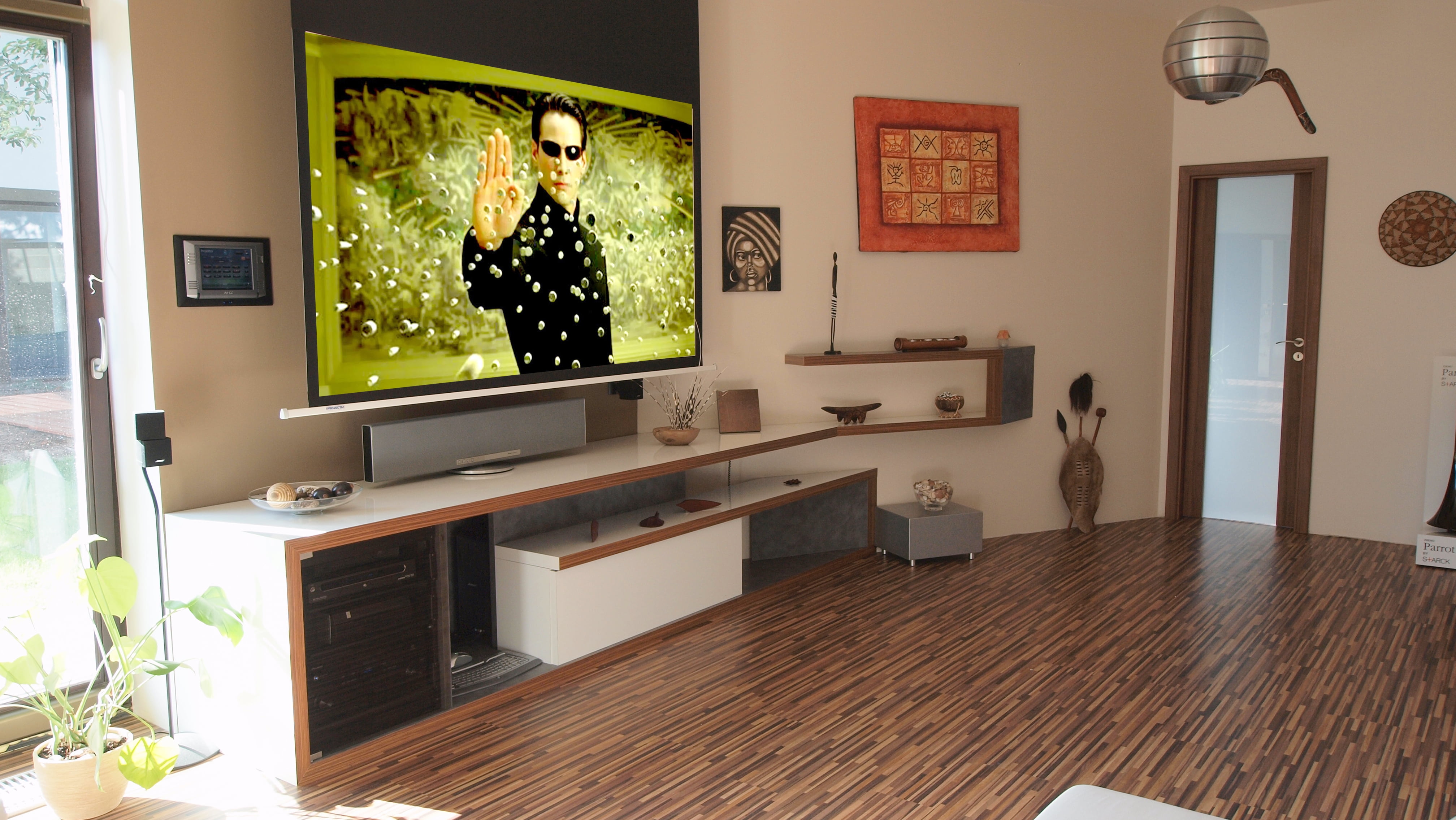 lighting equipment, wide, comfortable, wood, frame, living Room, table, furniture, decor, absence, tv, interior, television Set, home, 4K, decoration, HD Wallpaper