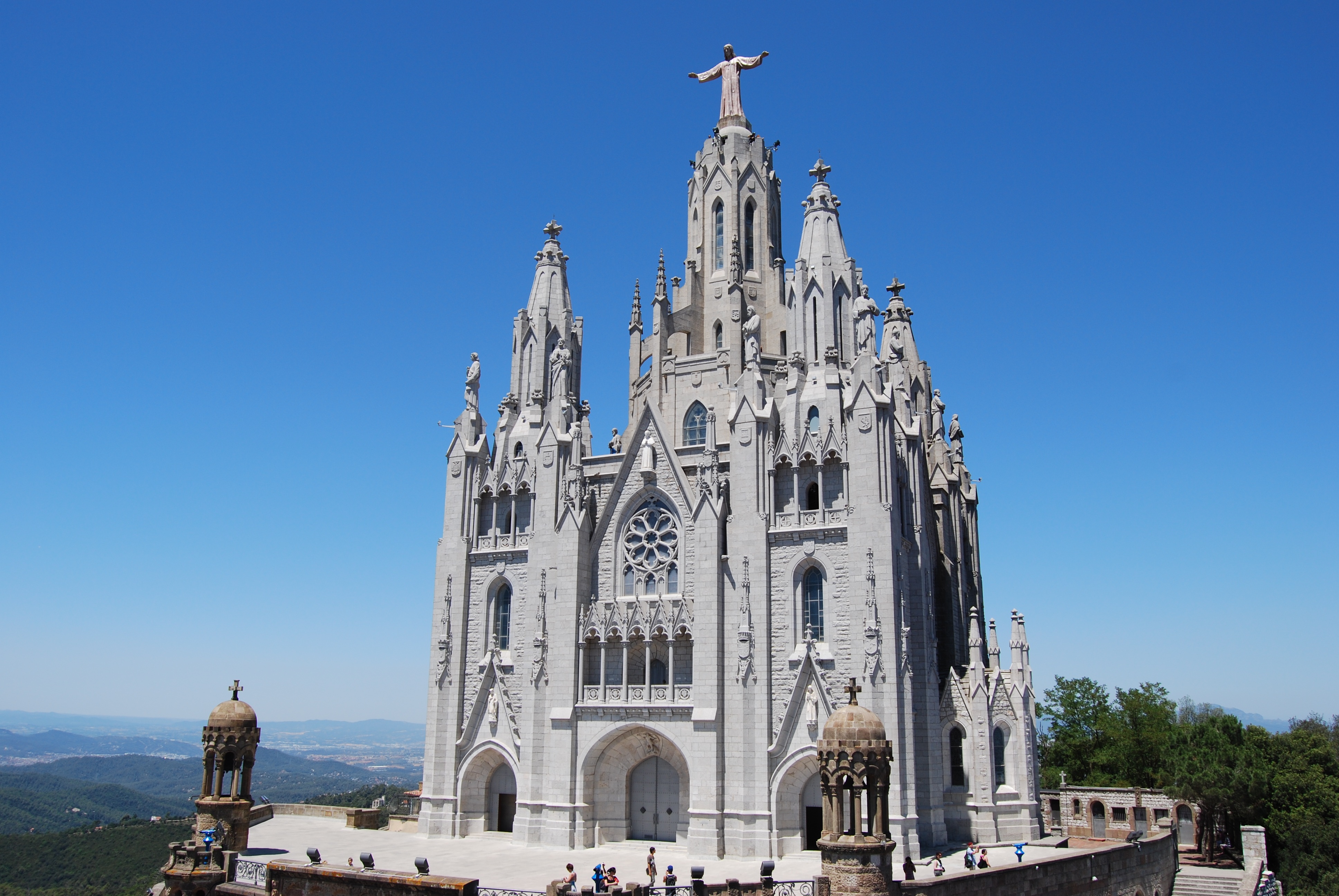 built structure, the past, white, government, concrete, cathedral, tower, cathedral church, history, barcelona, religion, catalonia, blue, day, building, HD Wallpaper
