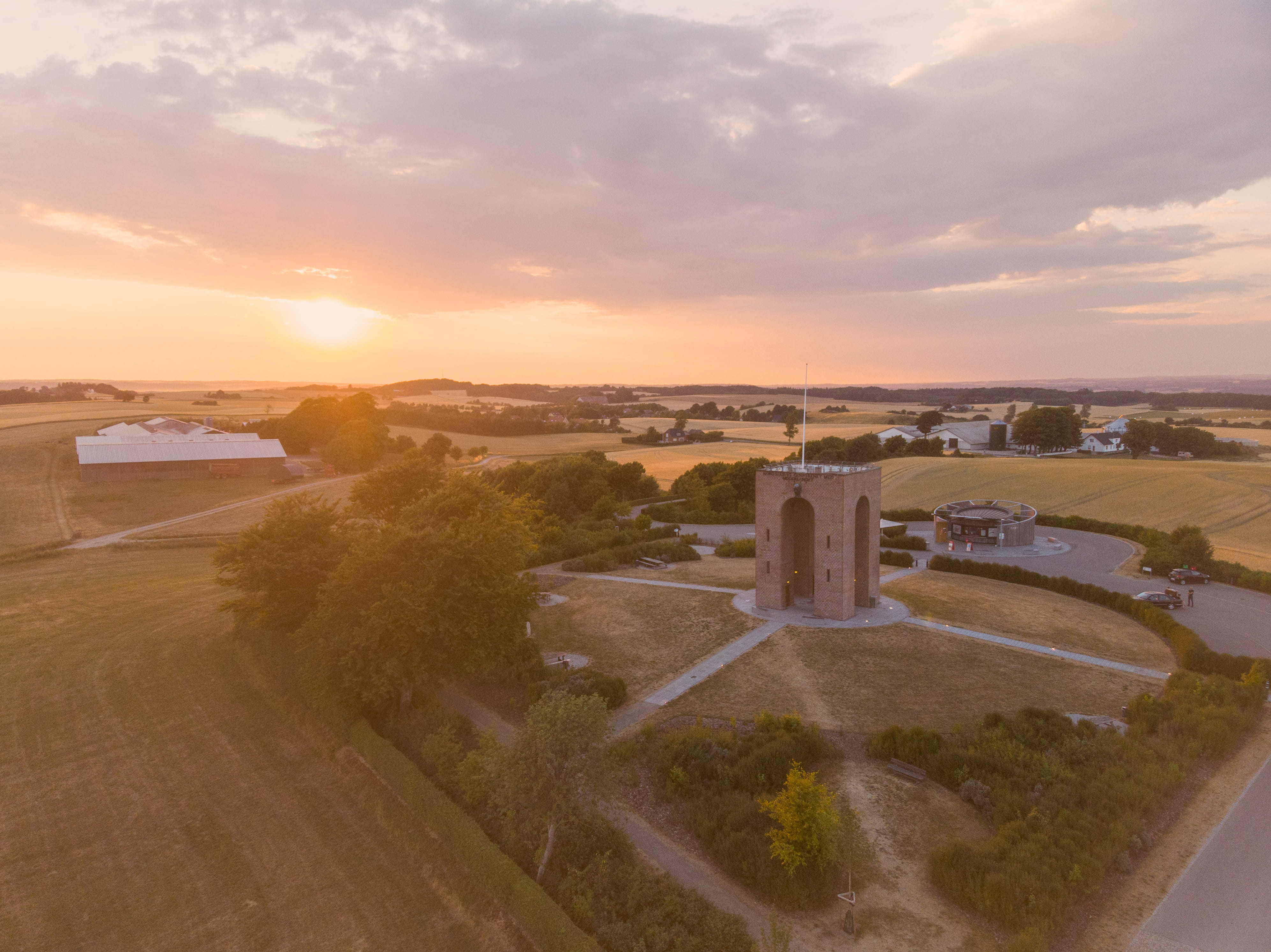 ejer bavnehøj, building, sunset, drone, 4K, summer, architecture, orange color, travel, aerial, danish, beauty in nature, city, scenics - nature, transportation, HD Wallpaper