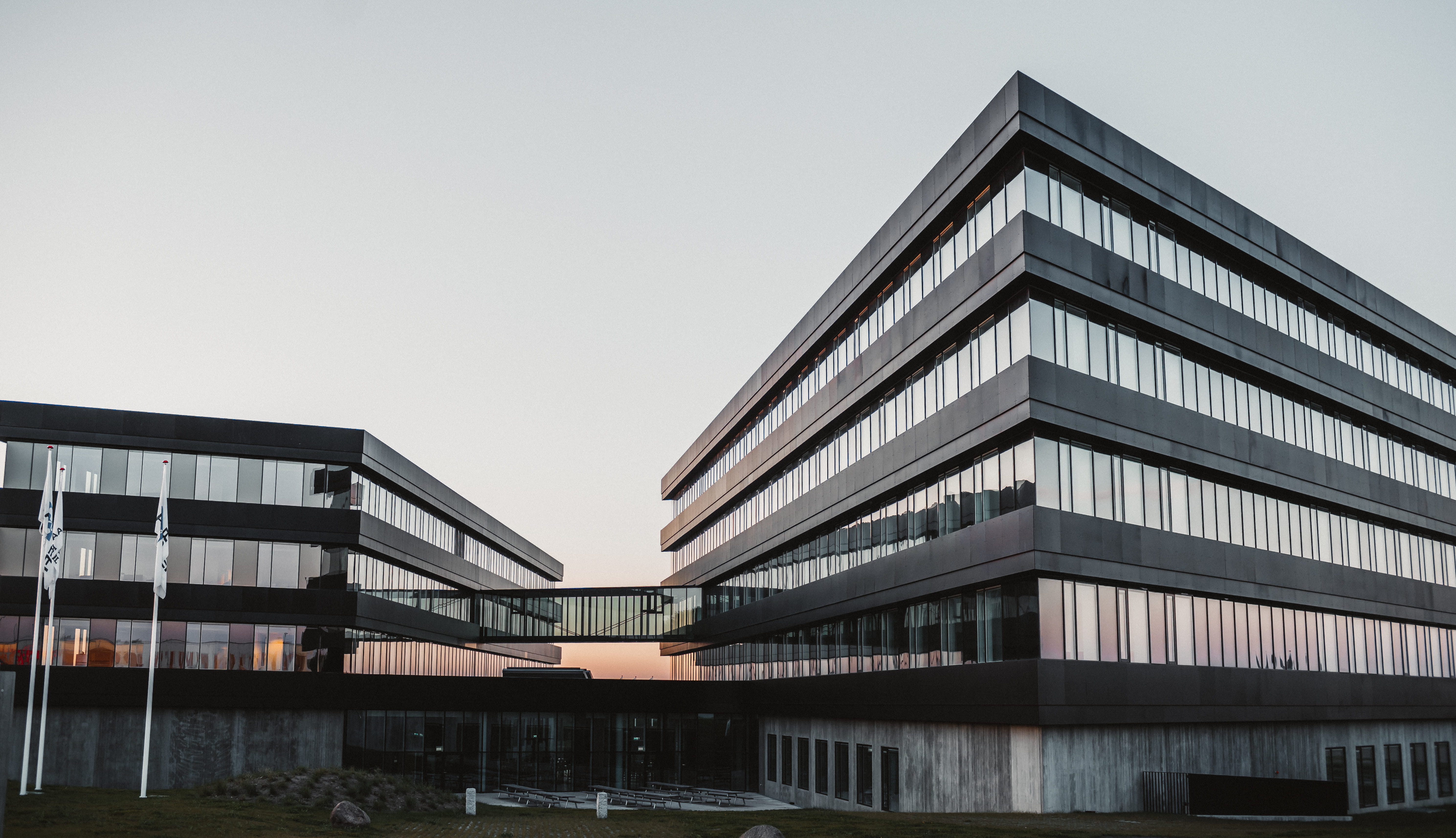 office, modern, denmark, sky, no people, evening light, day, building, built structure, window, working late, concret building, education, office building, HD Wallpaper