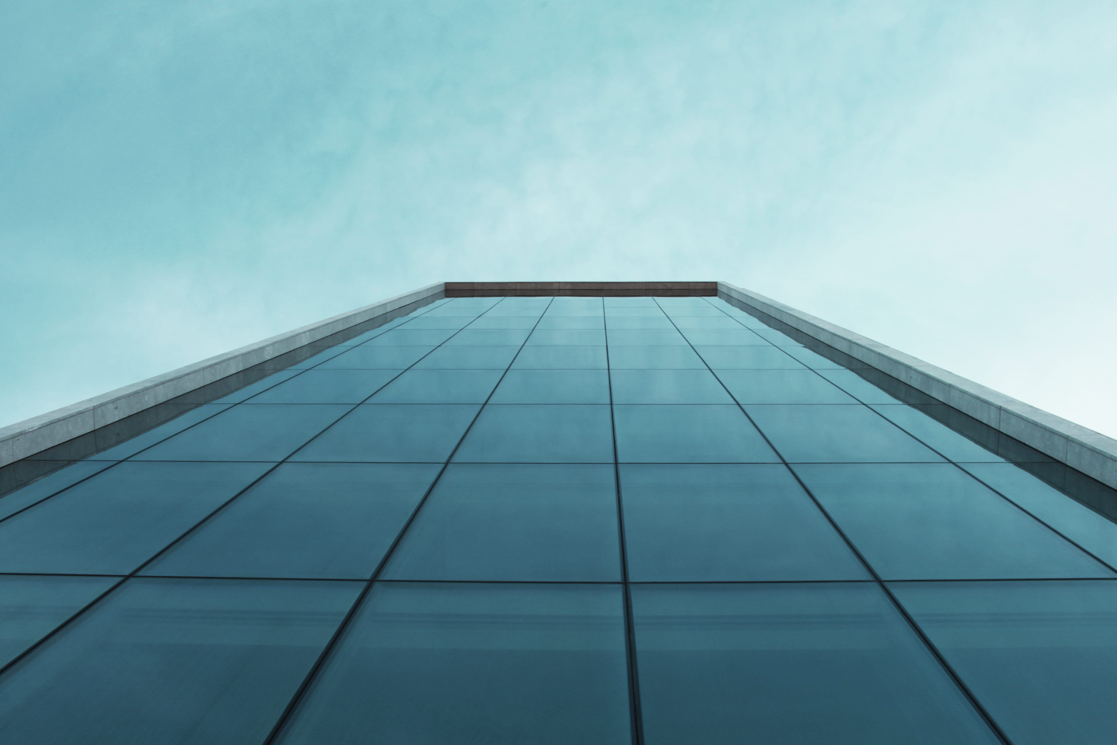 day, low angle view, blue, outdoors, office building exterior, directly below, nature, architecture, building, glass - material, denmark, colorful, design, HD Wallpaper