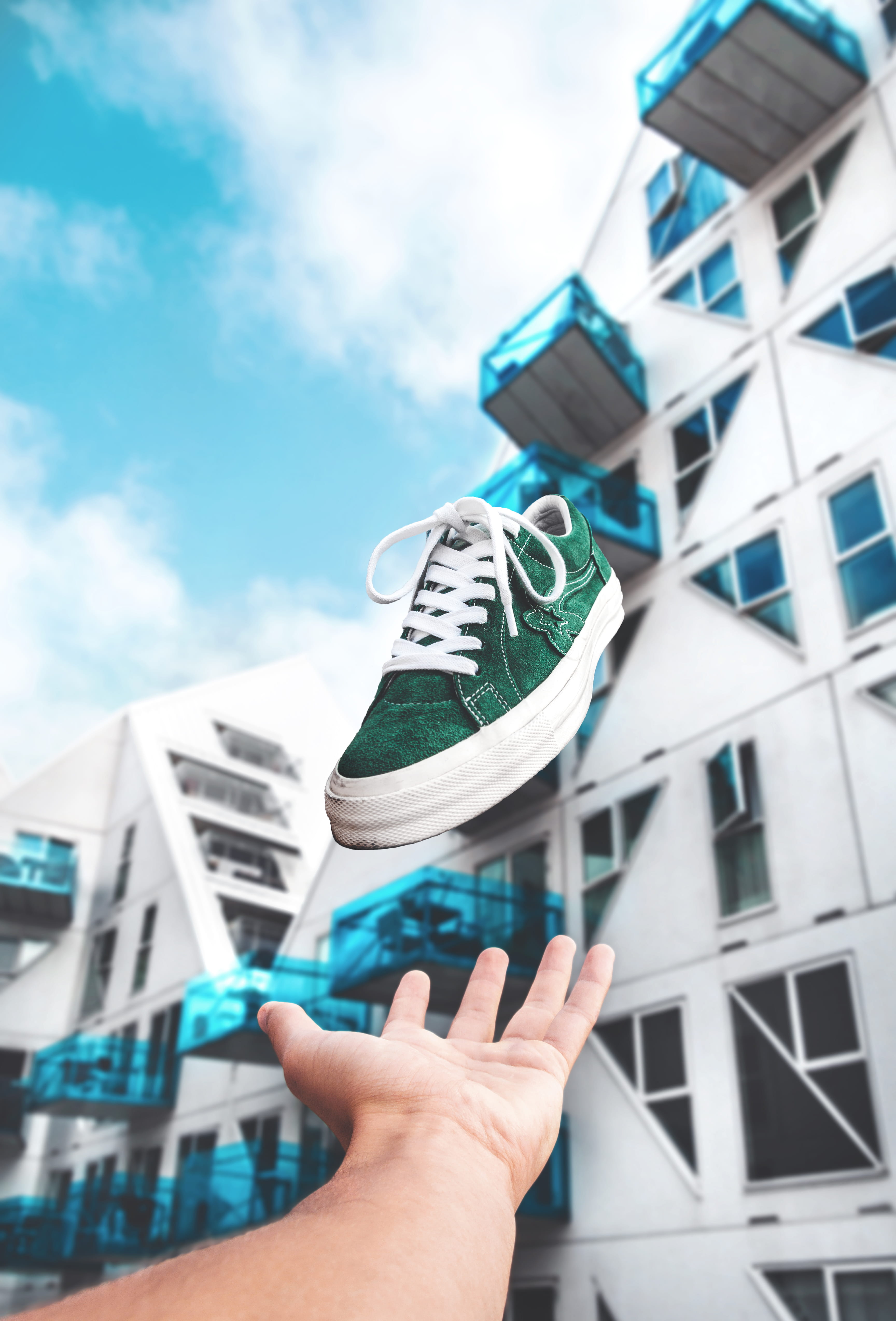 sky, low, poster, 4K, skyscraper, unrecognizable person, city, throw, isbjerget, nature, white, real people, street, fashion, aarhus, trainer, daytime, Phone HD Wallpaper