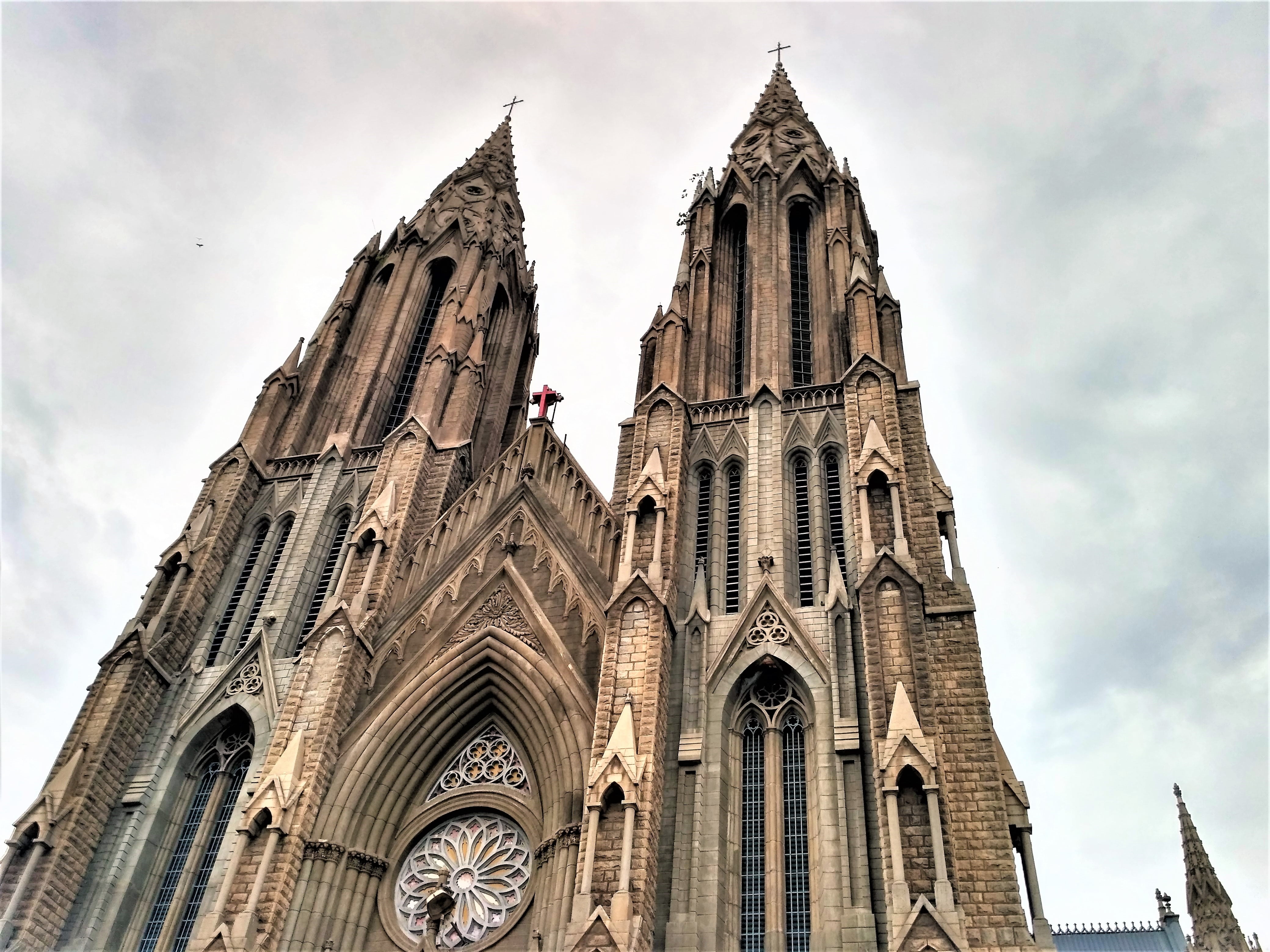 building, place of worship, cathedral, famous Place, gothic Style, mysore, no people, cloud - sky, the past, christian church, spirituality, building exterior, HD Wallpaper