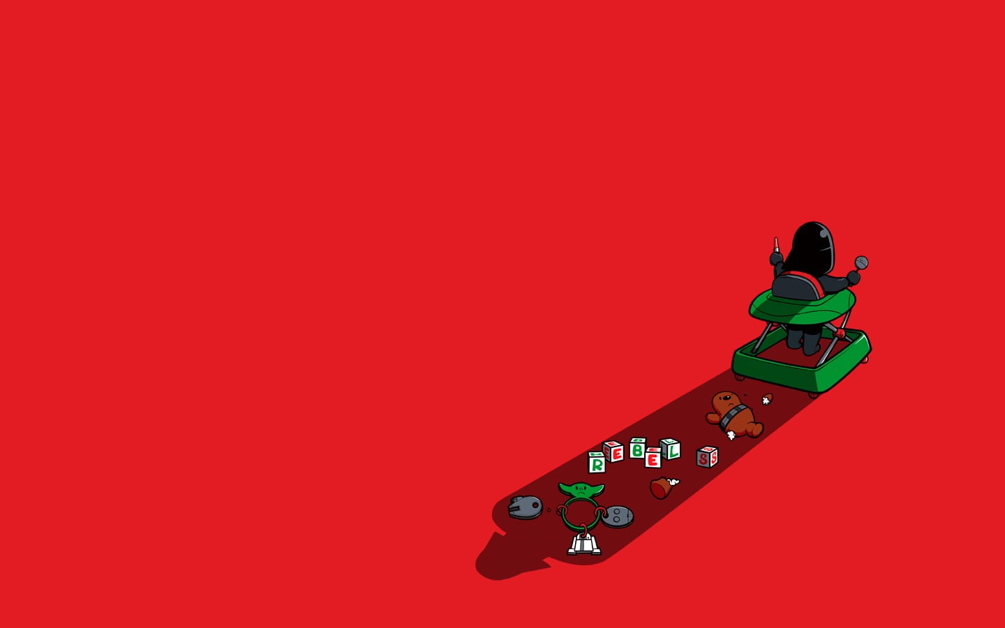 minimalism, red background, humor, Star Wars, 720P, HD Wallpaper