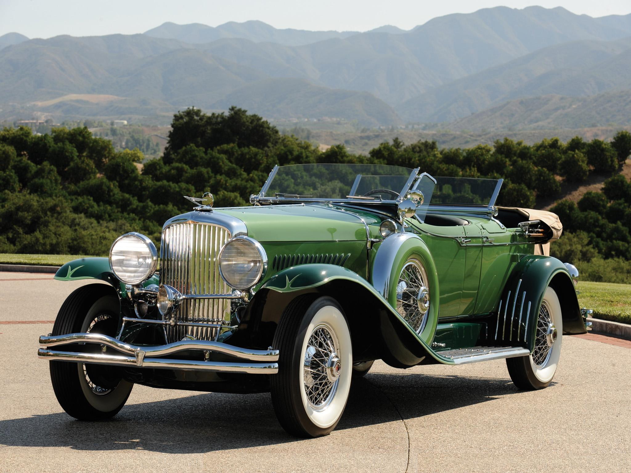 cowl, classic, antique, dual, car, 1080P, lebaron, duesenberg, vintage, cars, phaeton, green, HD Wallpaper