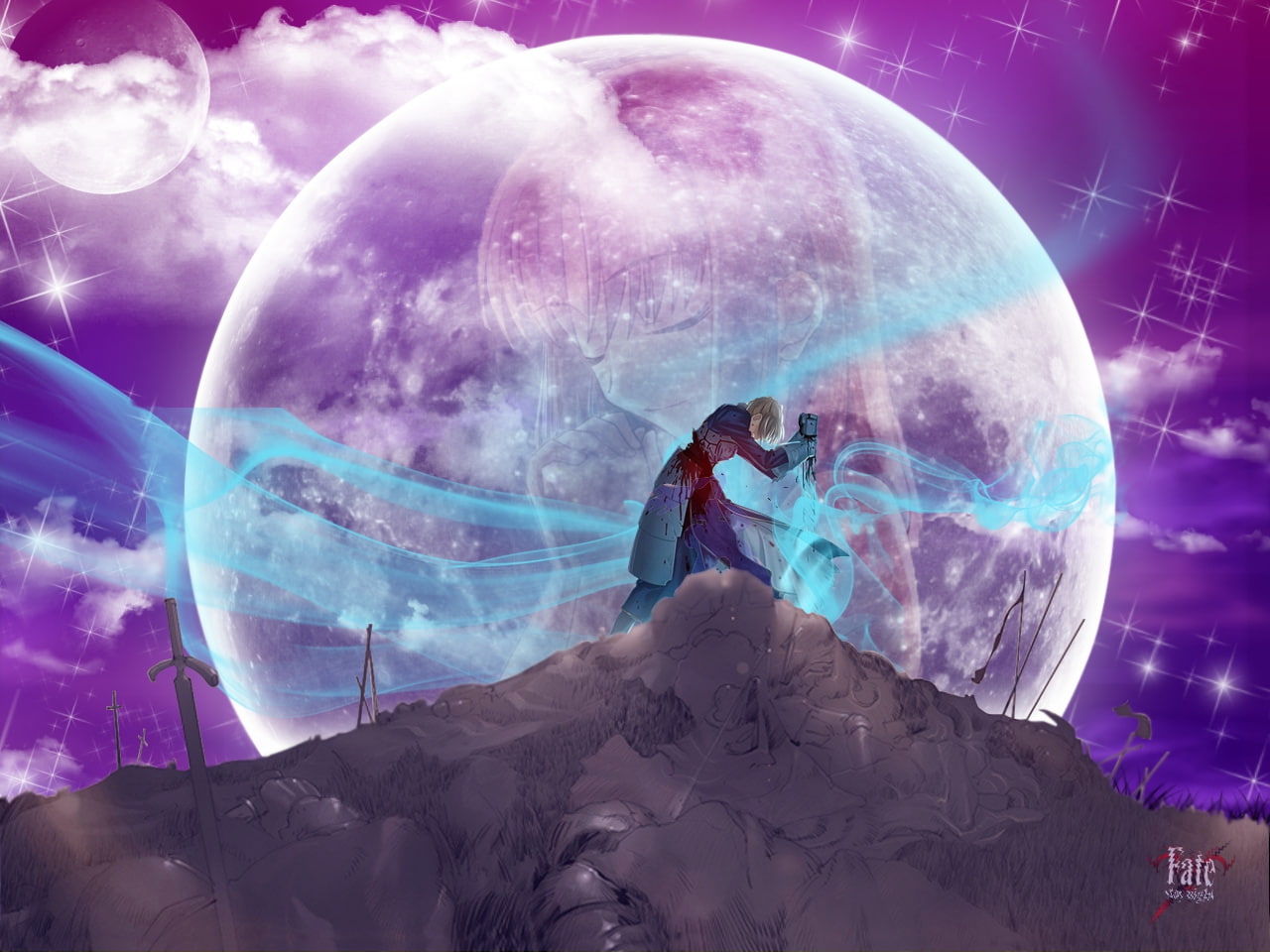 excalibur, point, art, arthur, Cool, blood, night, blonde, stay, s, fate, fate stay night, win, 720P, hd, anime, HD Wallpaper