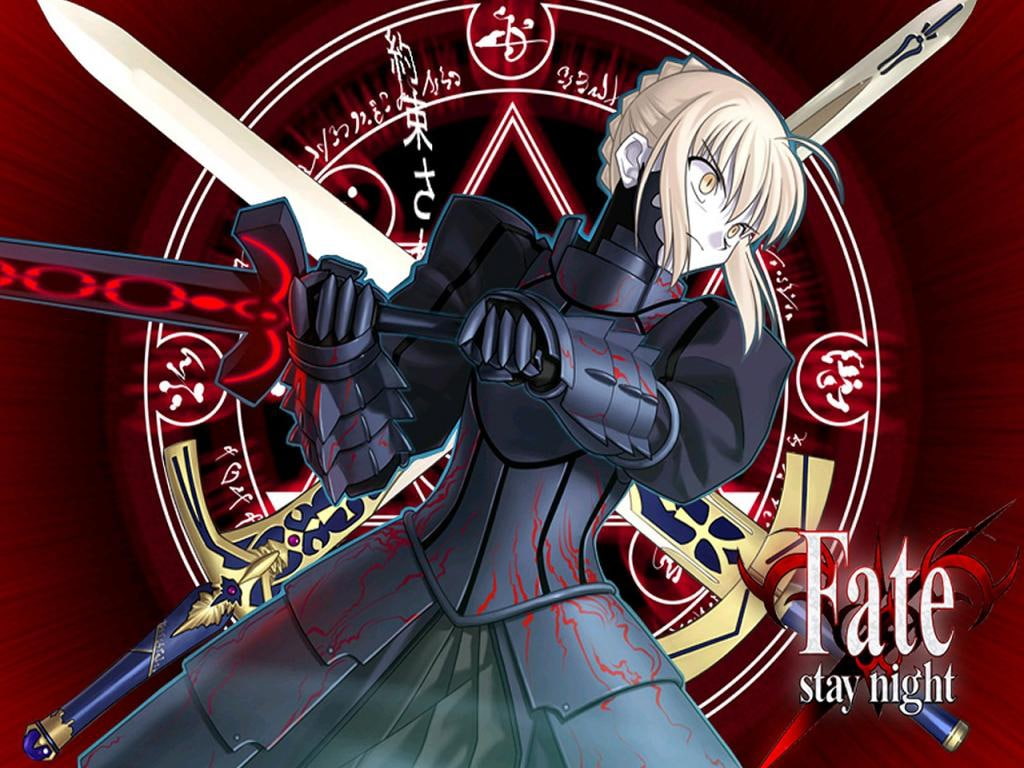 night, Armour, girl, stay, Dark Blue, excalibur, hd, 480P, Blonde Hair, alter, fate, anime, anime girl, saber, art, HD Wallpaper