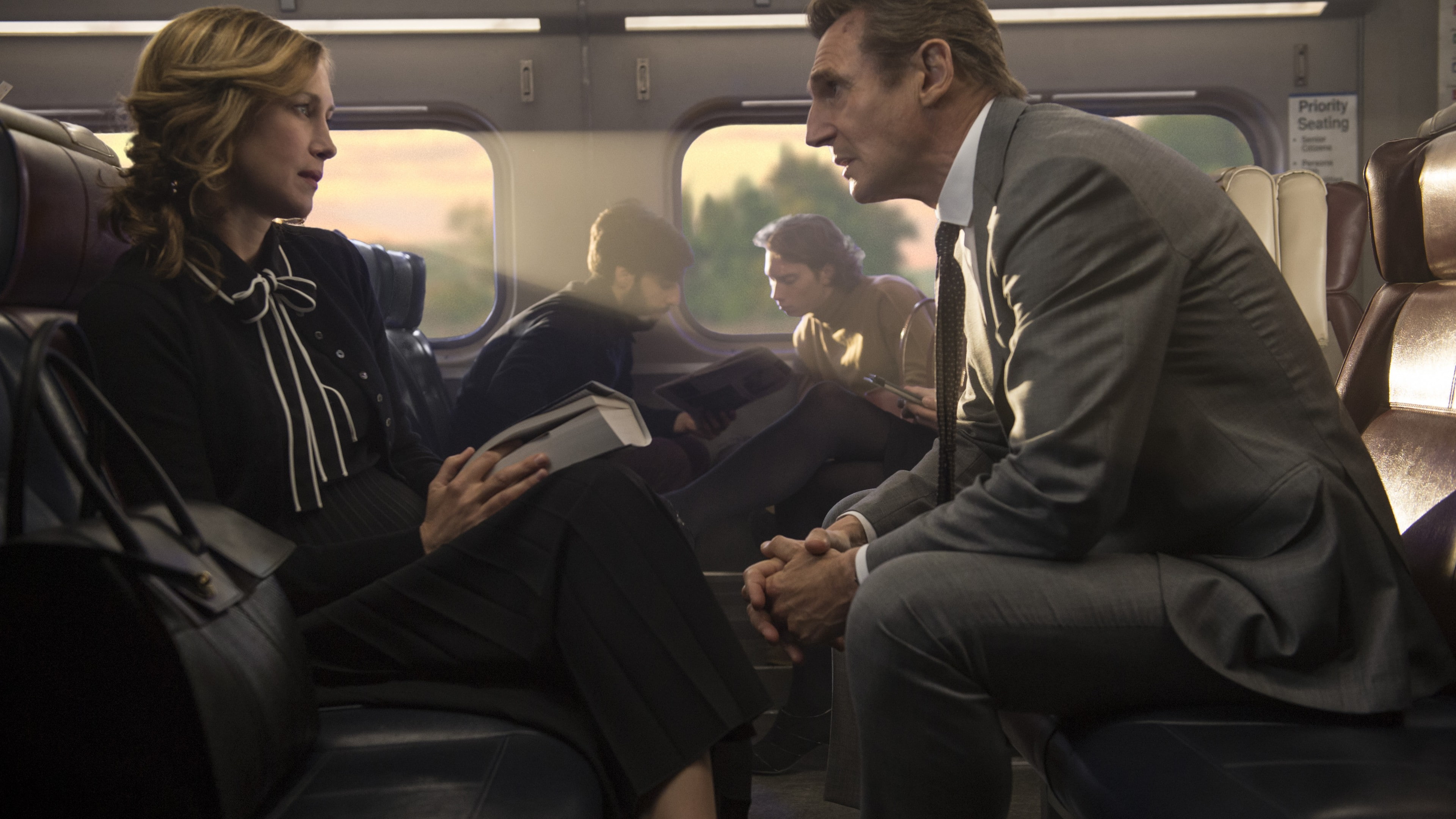 Vera Farmiga, Liam Neeson, The Commuter, 4K, 4k, HD Wallpaper