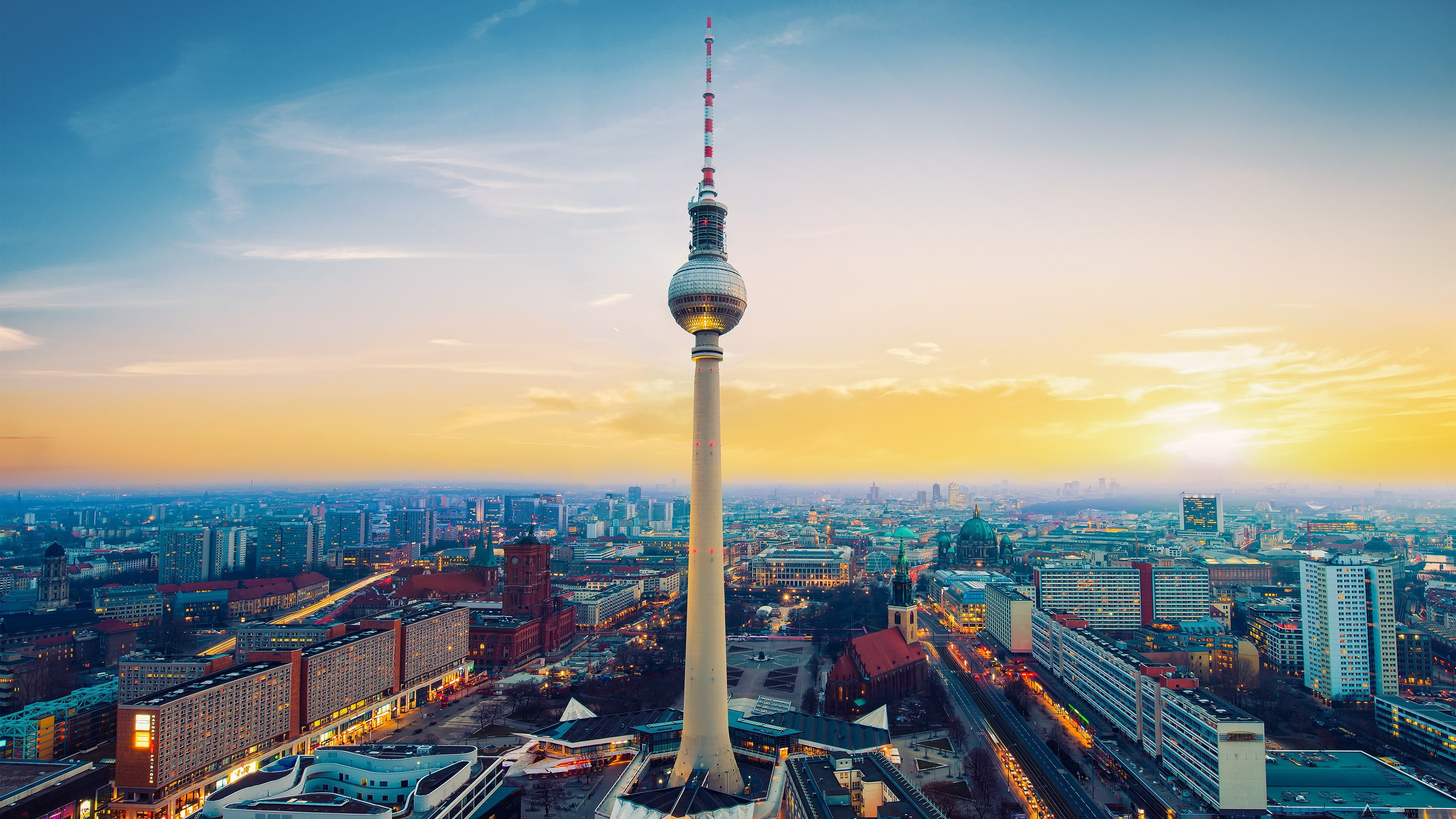 4K, fernsehturm berlin 4k  for desktop, HD Wallpaper