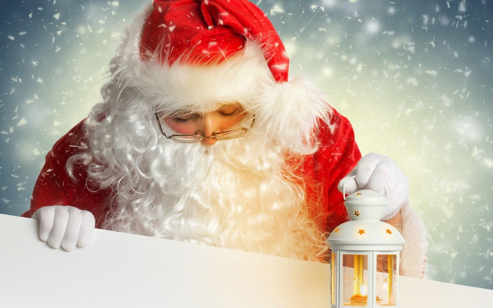 720P, claus, santa, lantern, HD Wallpaper