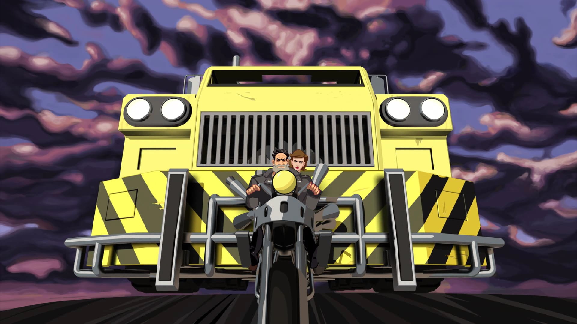 leather jackets, Ben Throttle, chopper, truck, Maureen Corley, 1080P, Full Throttle, HD Wallpaper