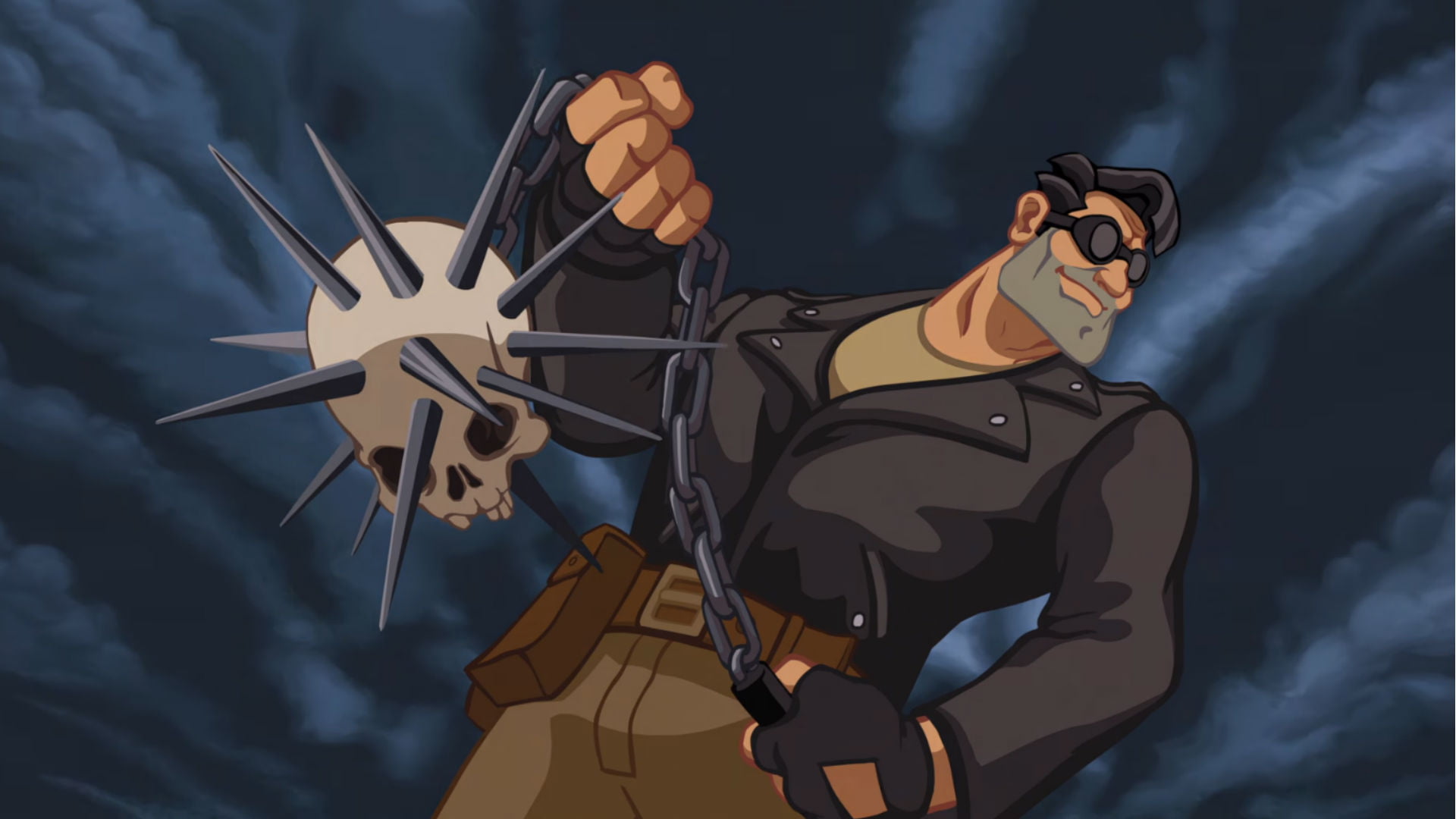skull, Full Throttle, flail, 1080P, Ben Throttle, leather jackets, Spiked Skull, HD Wallpaper