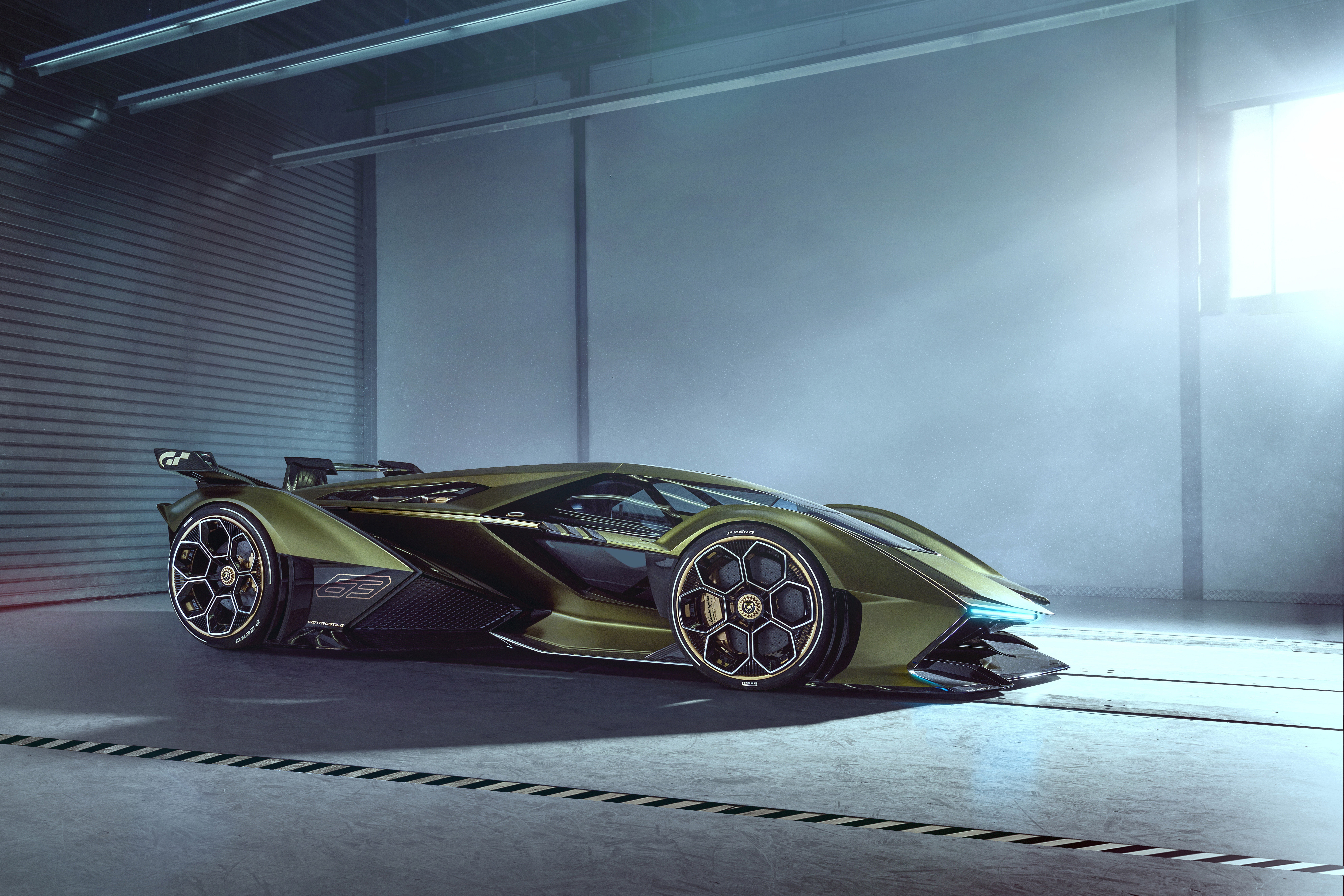 2019, Vision Gran Turismo, Drives, The concept car, Lambo, Lambo V12 Vision, 8K, Wing, Brake disc, V12, Lamborghini, Headlight, HD Wallpaper