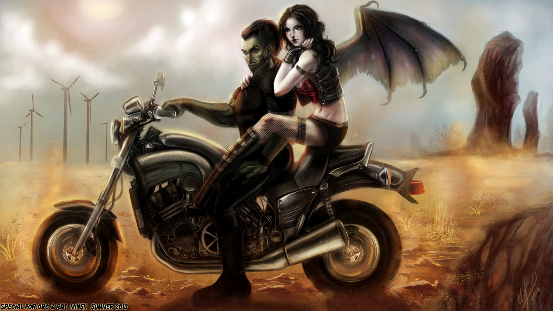 desert, stockings, women, riding, action, two people, biker, full length, man, men, transportation, girl, lifestyles, guy, couple - relationship, smiling, HD Wallpaper