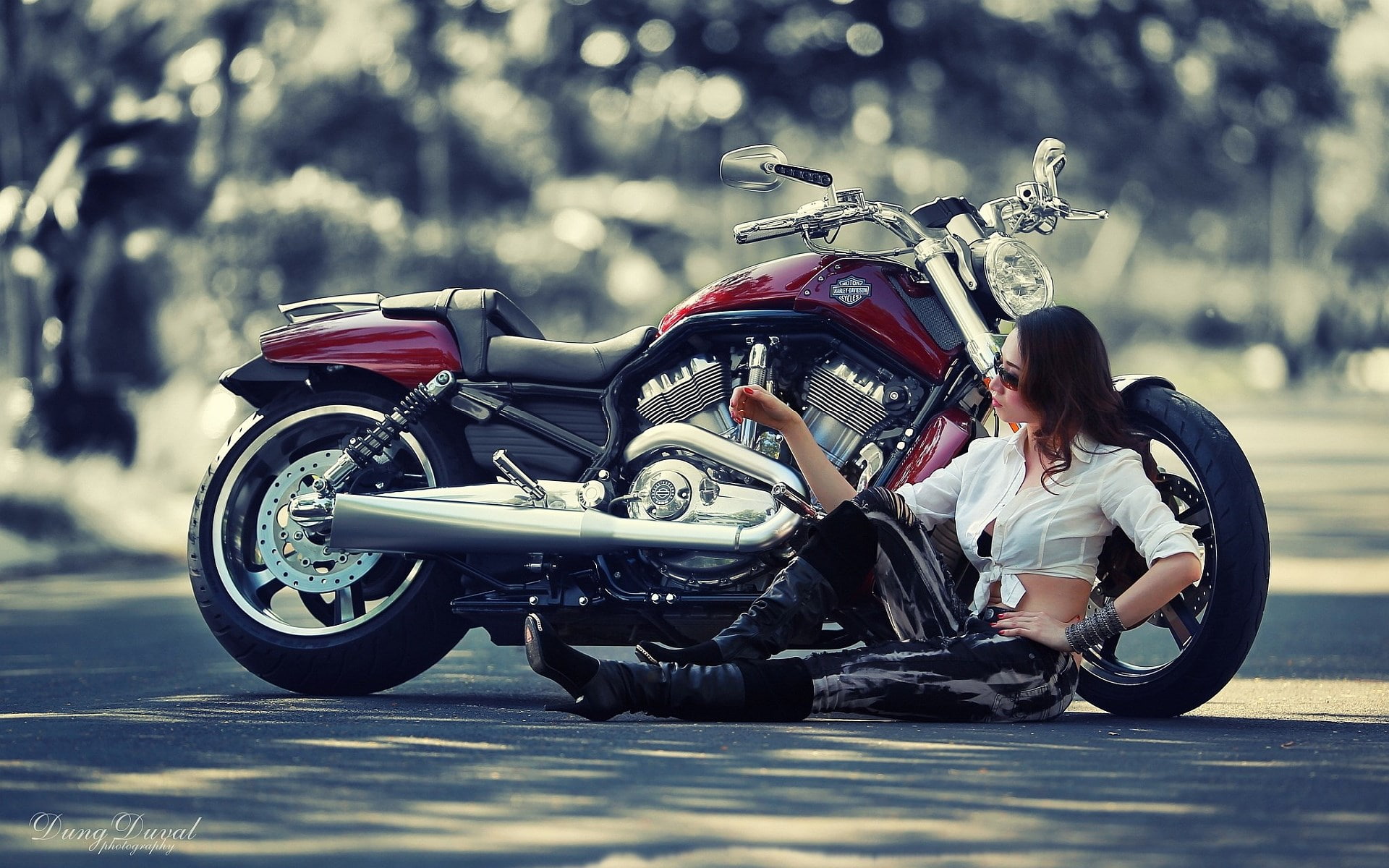 adult, bonding, crash helmet, ride, full length, 1080P, nature, females, men, mode of transportation, biker, lifestyles, togetherness, leather, young women, HD Wallpaper