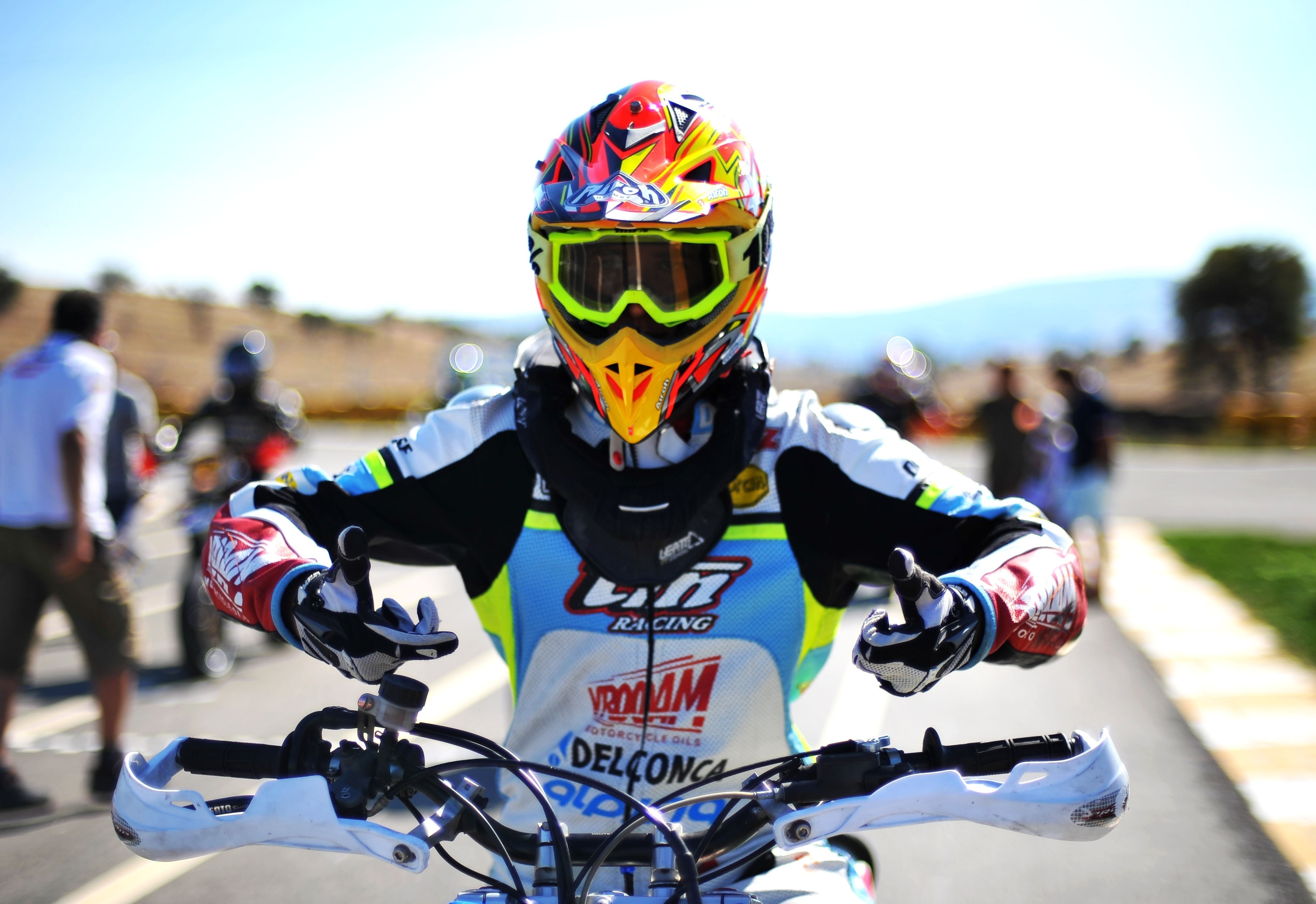 lifestyles, day, motorcross, engine, bicycle, competition, contest, mode of transportation, crash helmet, motosport, obscured face, transportation, front view, HD Wallpaper
