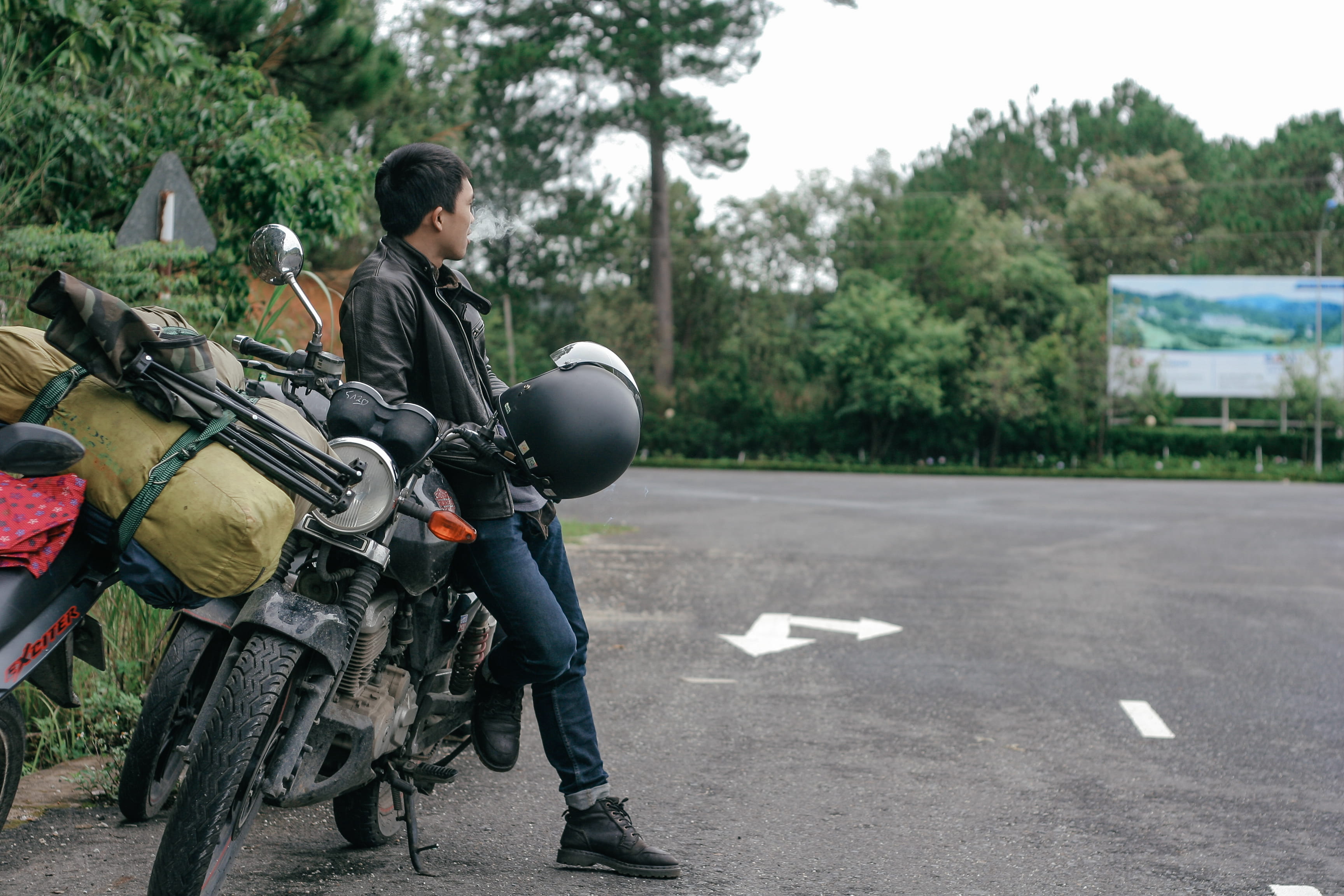 person, real people, casual clothing, photo, road, mode of transportation, one person, nature, day, full length, man, trees, plant, uniform, transportation system, HD Wallpaper
