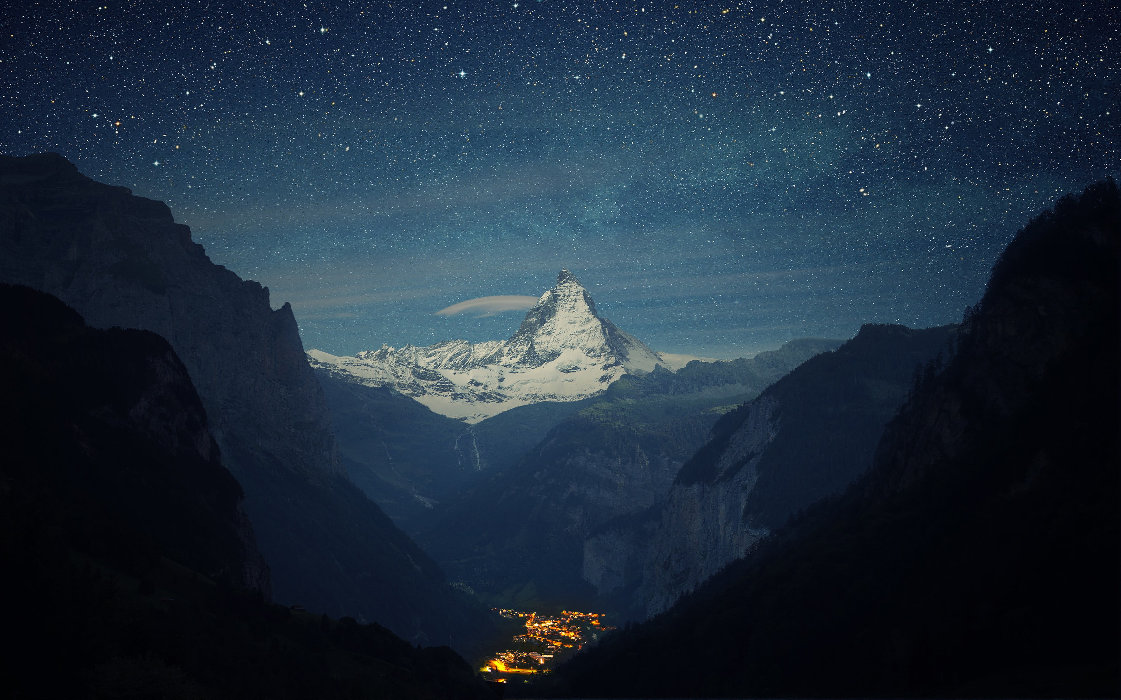photography, mountains, environment, way, clouds, space, tranquility, night, sky, snowcapped mountain, scenics - nature, snowy peak, beauty in nature, white, HD Wallpaper